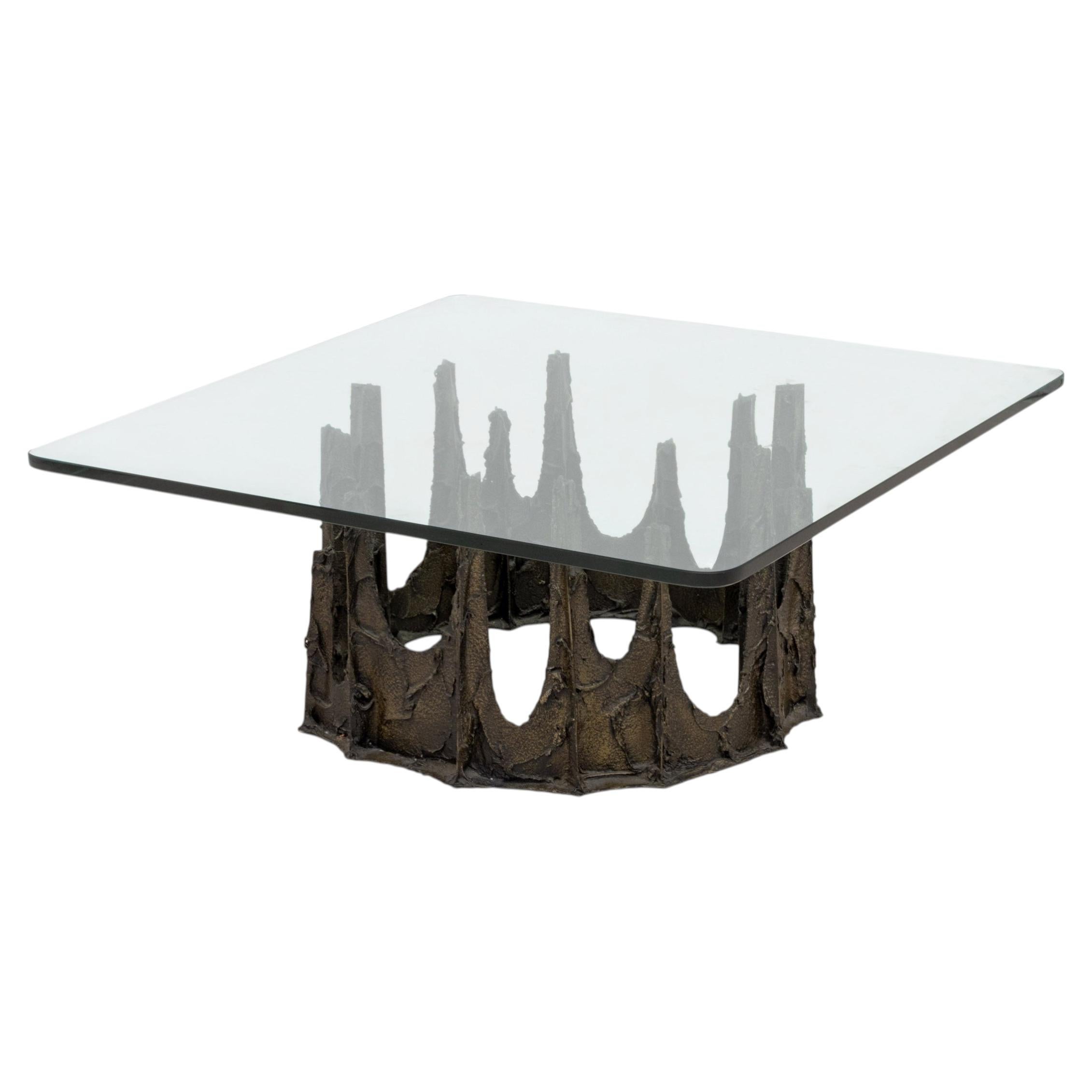 Paul Evans Brutalist Stalagmite Coffee Table, Steel & Glass, 1976 For Sale