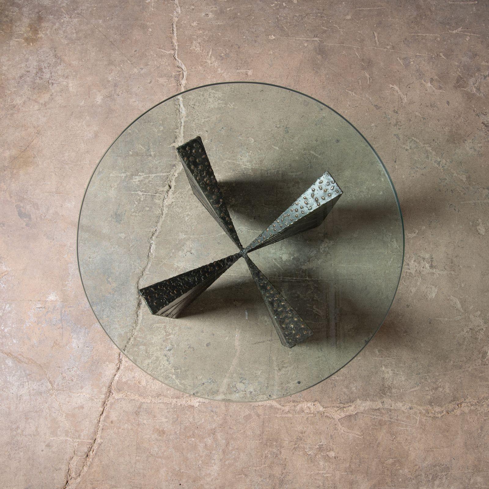 Welded and patinated steel coffee table by Paul Evans Studio for Directional. Table is in excellent condition.