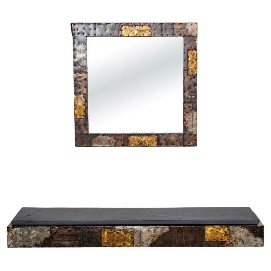 Paul Evans Studio Floating Console Shelf and Mirror Set, USA, Circa 1970s