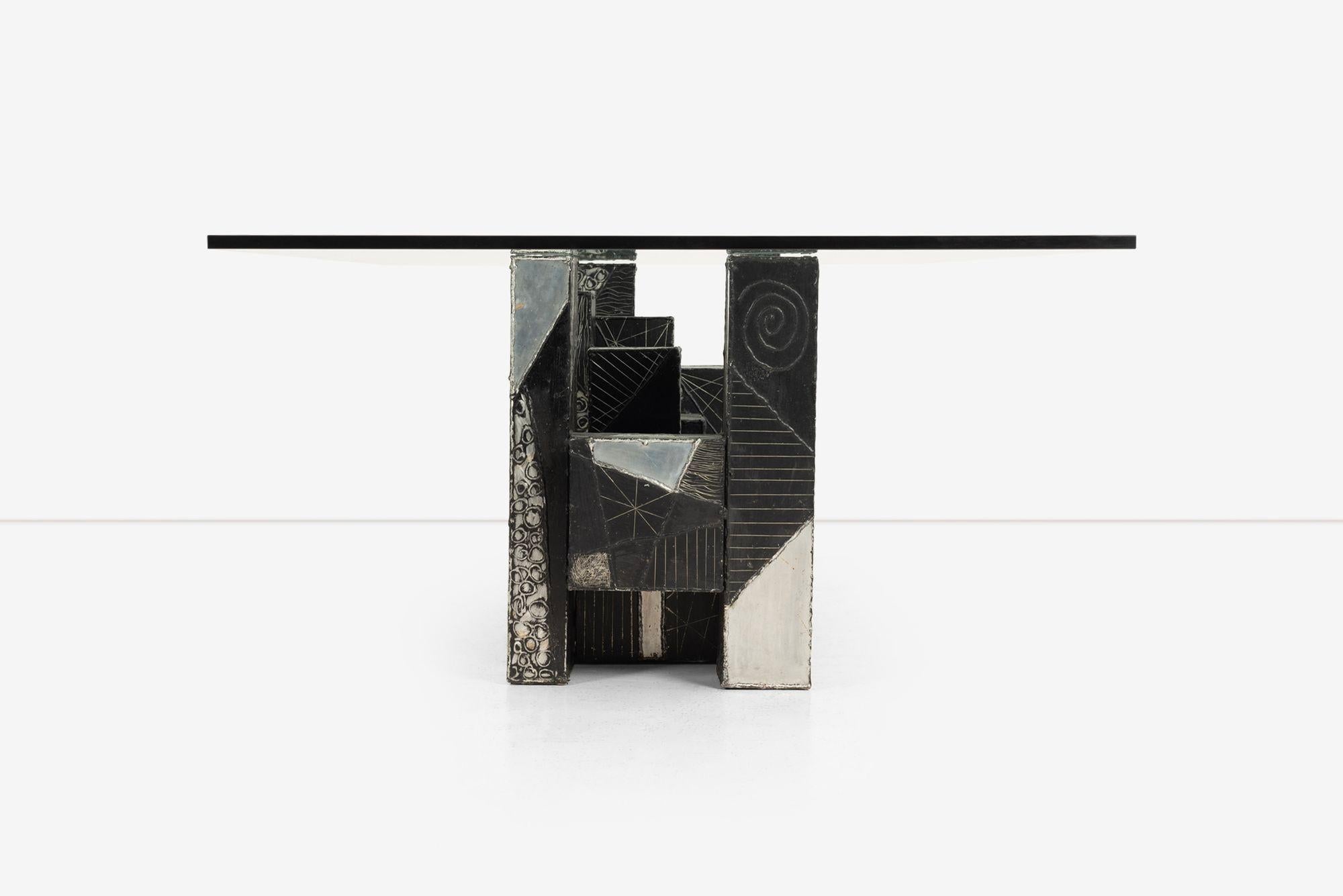 Table de salle à manger unique Paul Evans Studio pour Directional Argente en vente 4