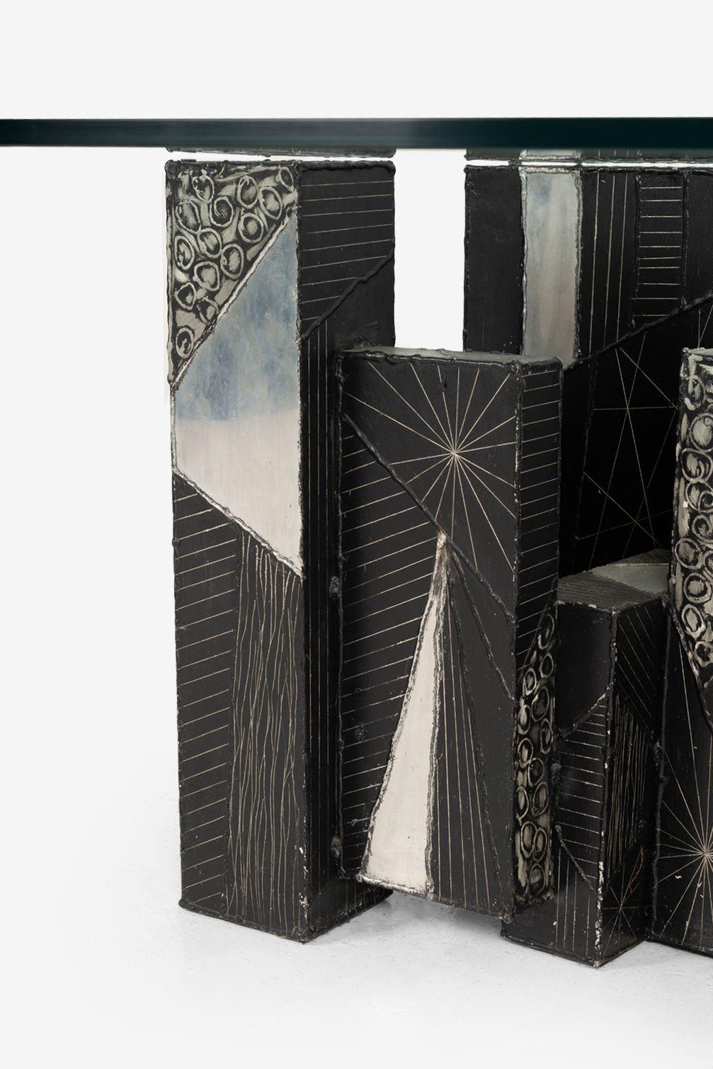 Table de salle à manger unique Paul Evans Studio pour Directional Argente en vente 4