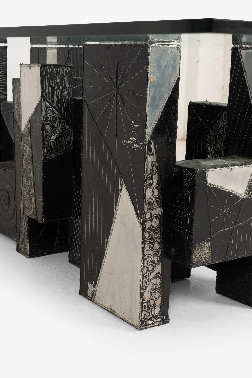 Table de salle à manger unique Paul Evans Studio pour Directional Argente en vente 6