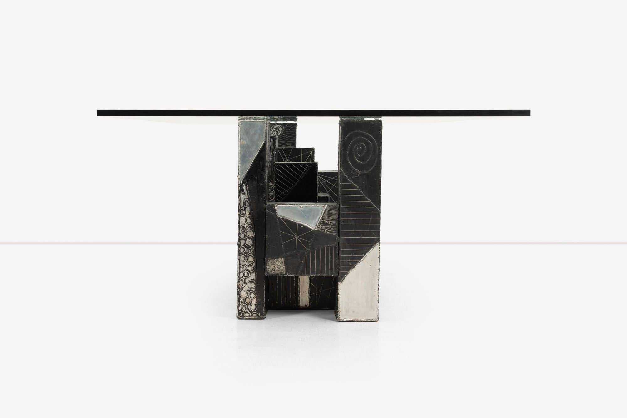 Table de salle à manger unique Paul Evans Studio pour Directional Argente en vente 6