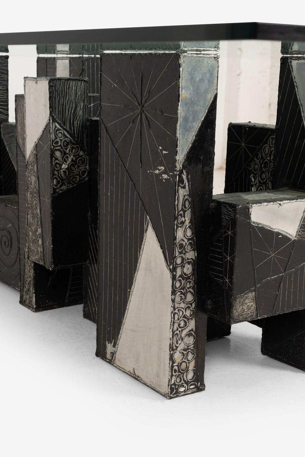 Américain Table de salle à manger unique Paul Evans Studio pour Directional Argente en vente