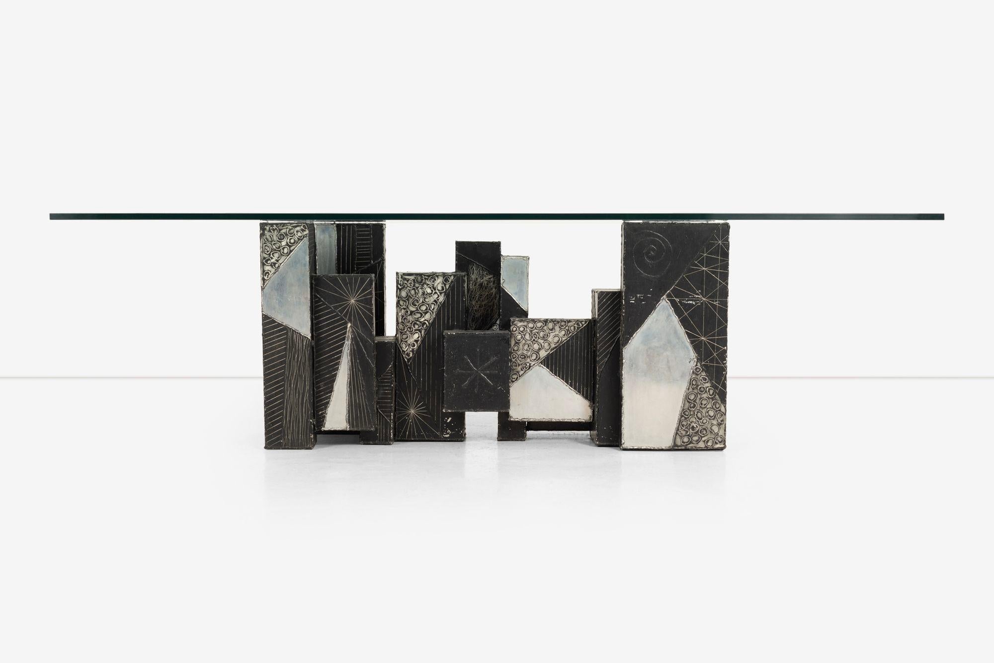 Fin du 20e siècle Table de salle à manger unique Paul Evans Studio pour Directional Argente en vente