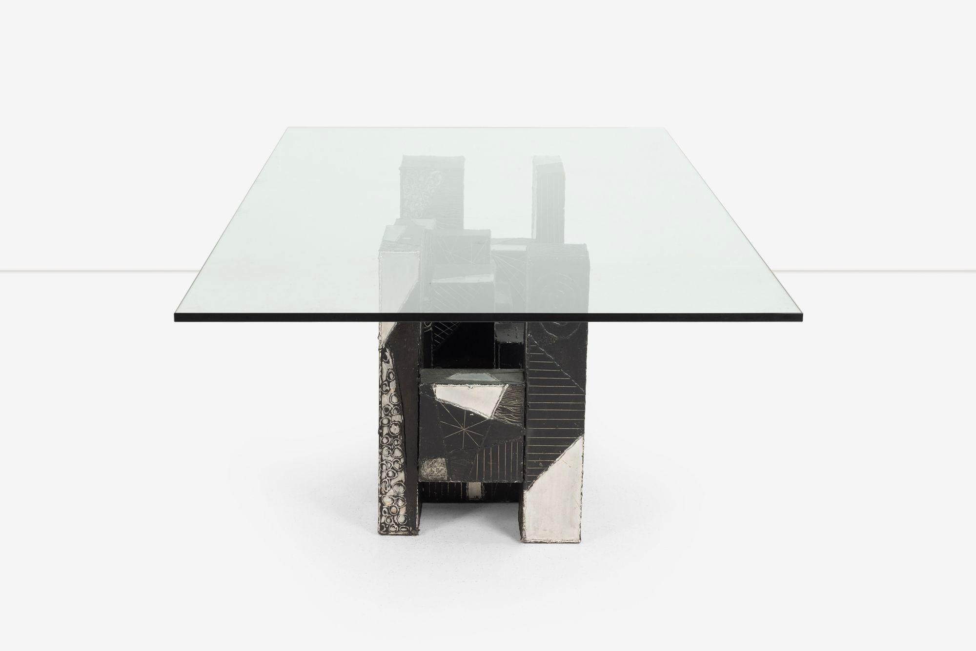 Table de salle à manger unique Paul Evans Studio pour Directional Argente en vente 3