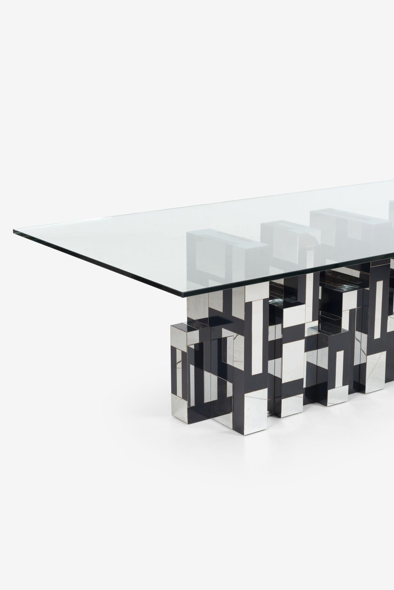 Glass Paul Evans Studio for Directional Cityscape Dining Table, 1975