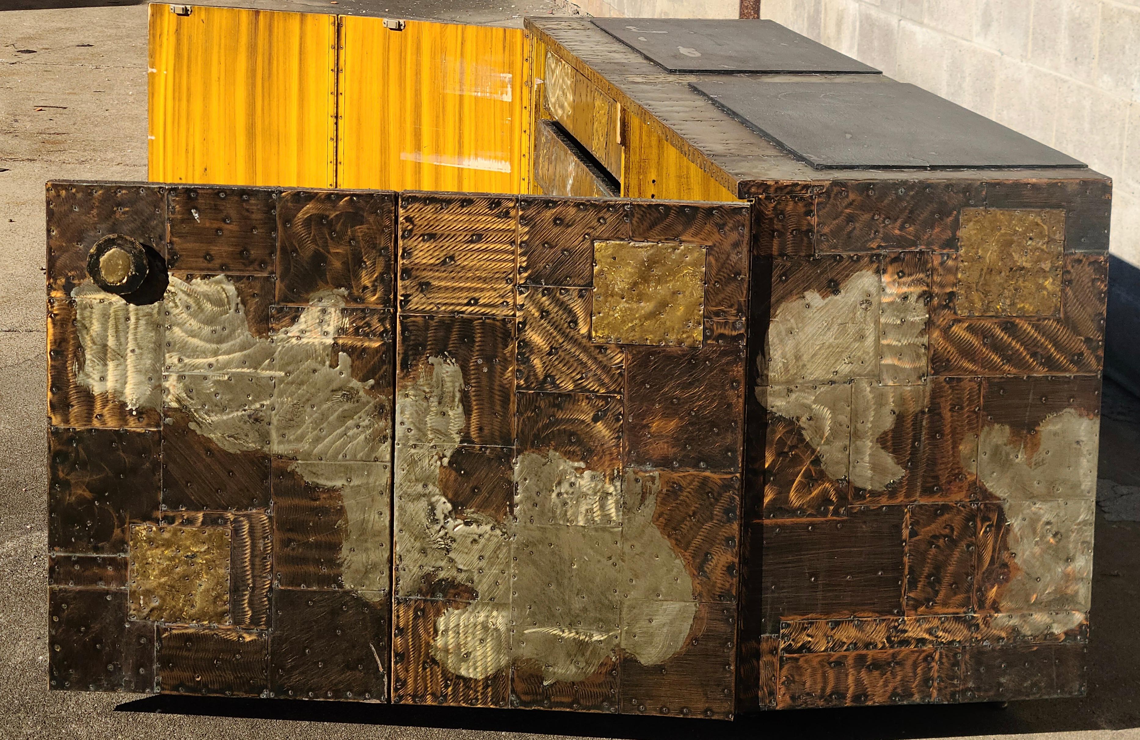 Brass Paul Evans Studio Patchwork Credenza For Sale