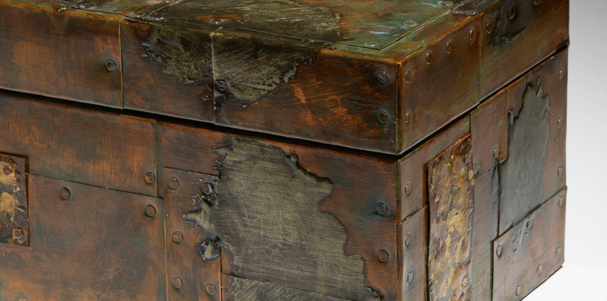Brass Paul Evans Studio Patchwork Hinged Box 1965 For Sale