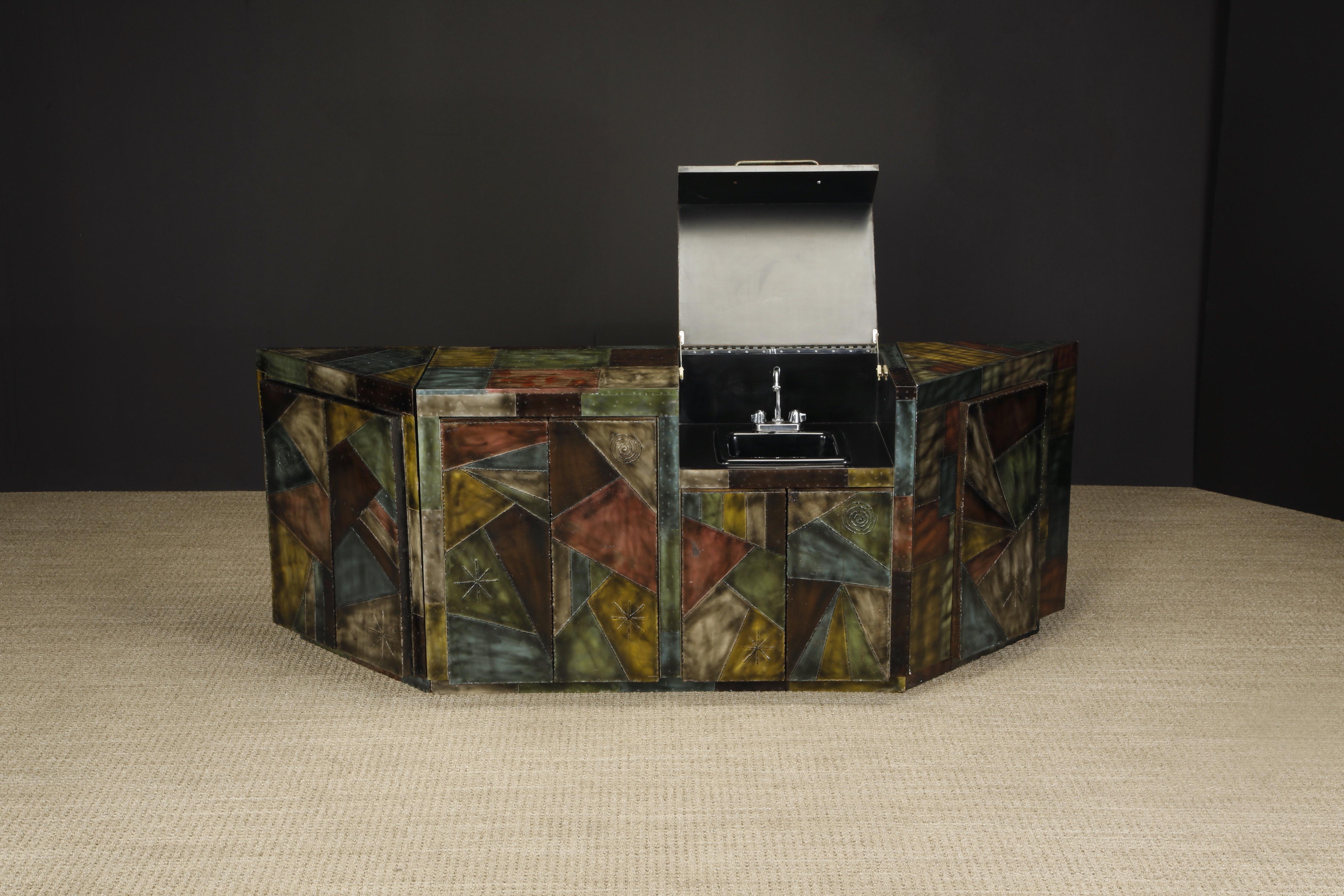 American Paul Evans Studio Wet Bar Cabinet with Hidden Sink, c 1970, Authenticated