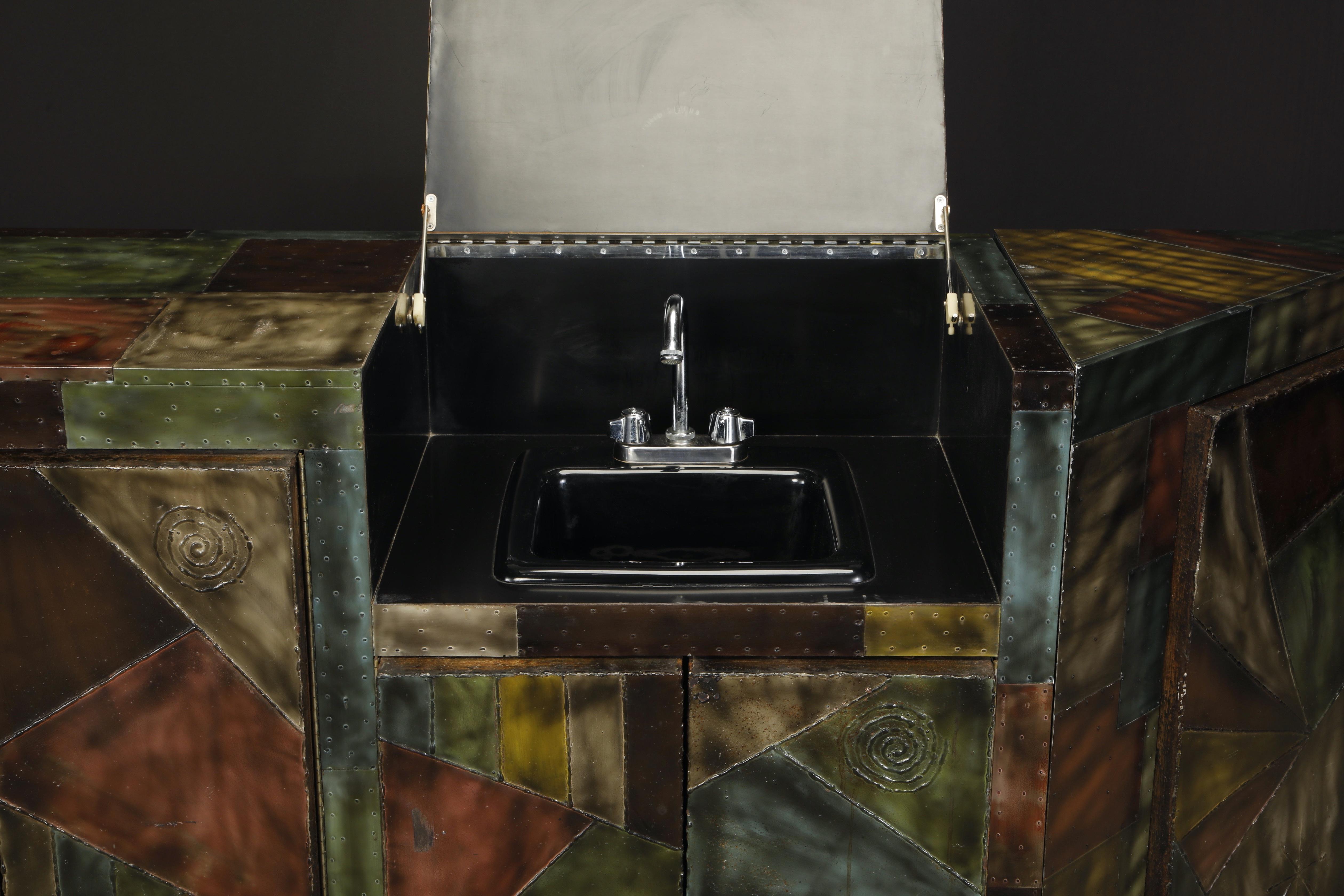 Paul Evans Studio Wet Bar Cabinet with Hidden Sink, c 1970, Authenticated 1
