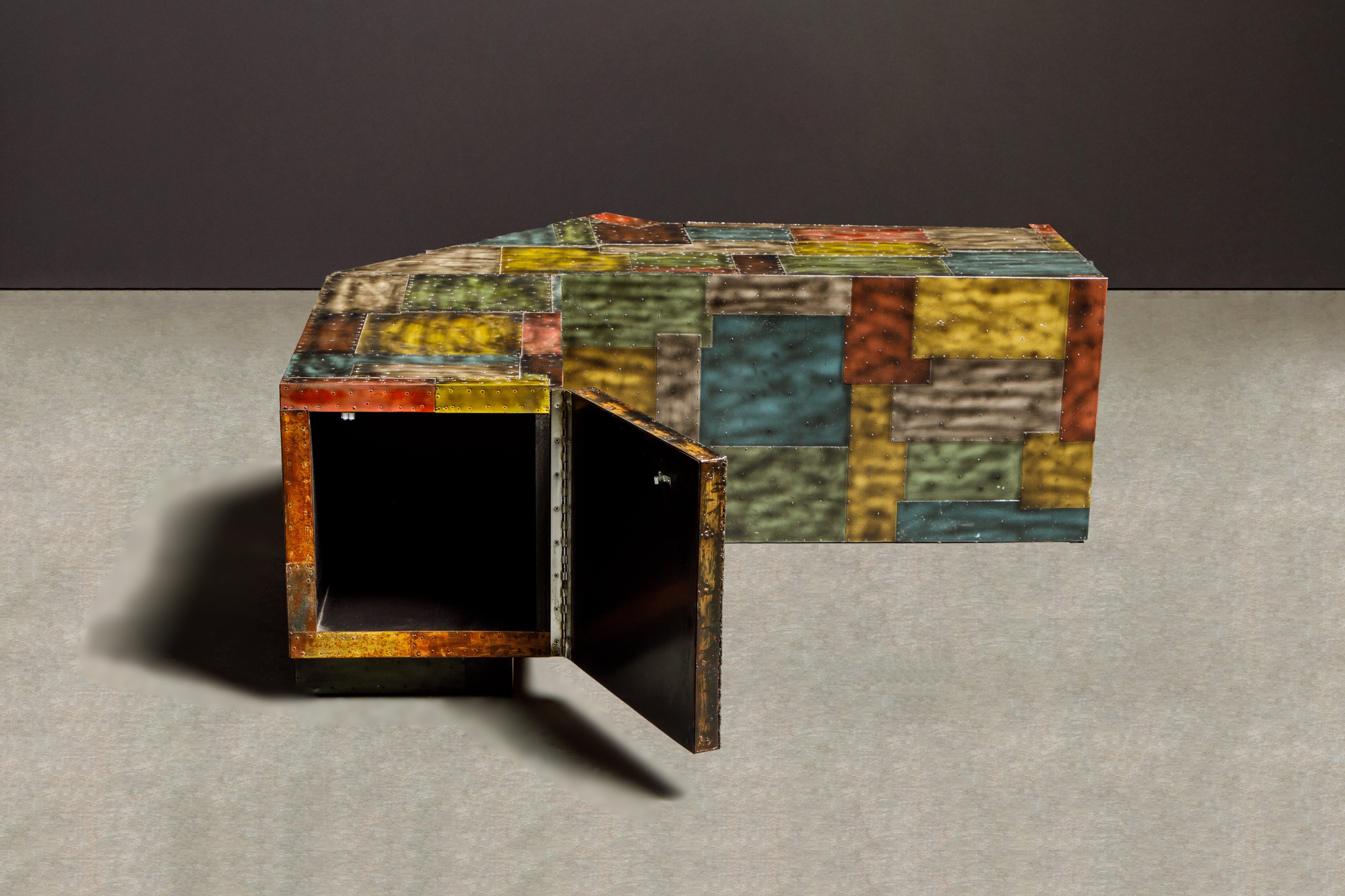 Paul Evans Studio Wrap-Around Corner Bench and Cabinet, c 1970, Authenticated 3