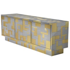 Paul Evans Stunning "Cityscape II" Sideboard in Chrome and Brass