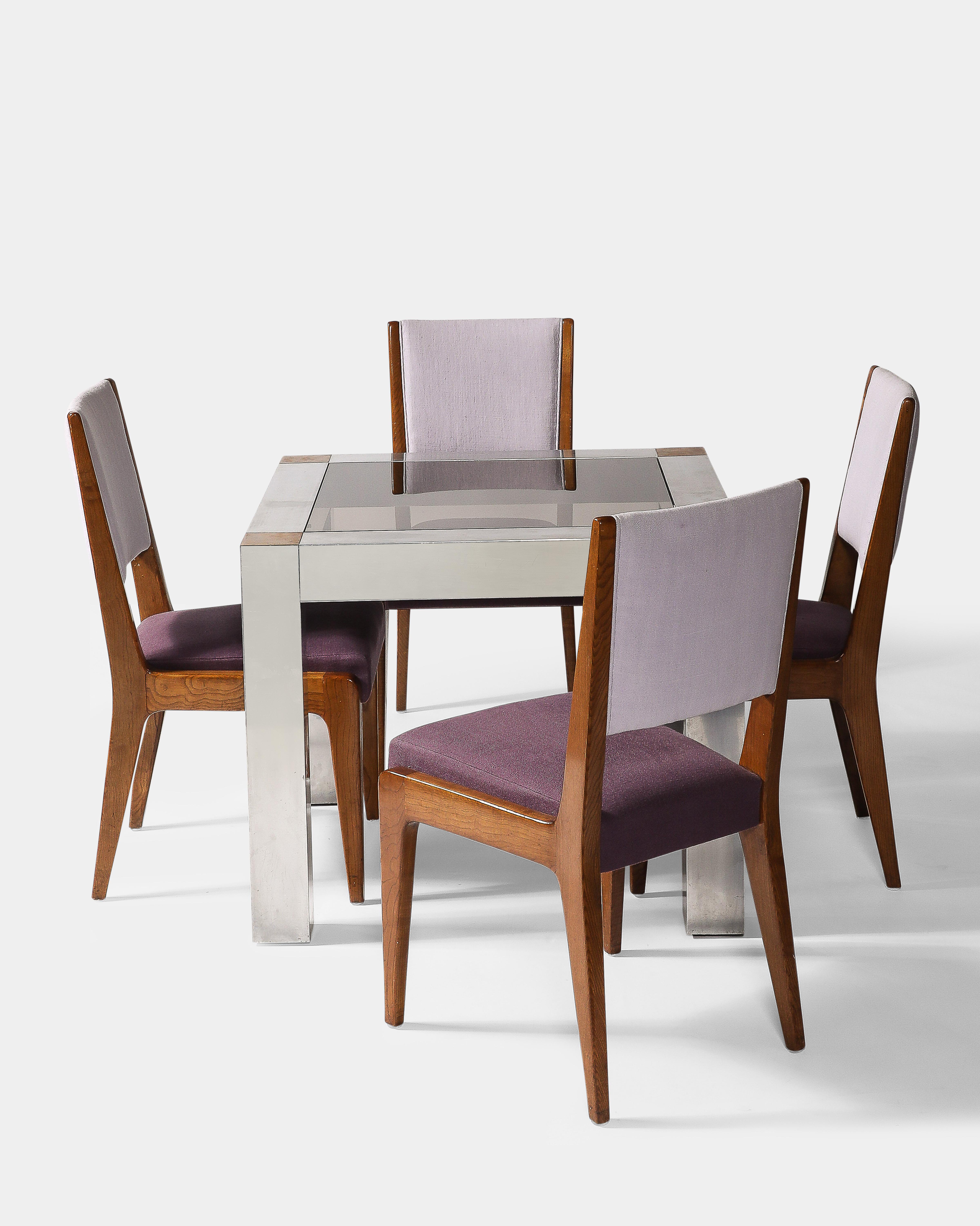 Parsons-Tisch aus Aluminium und Messing im Stil von Paul Evans (amerikanisch) im Angebot