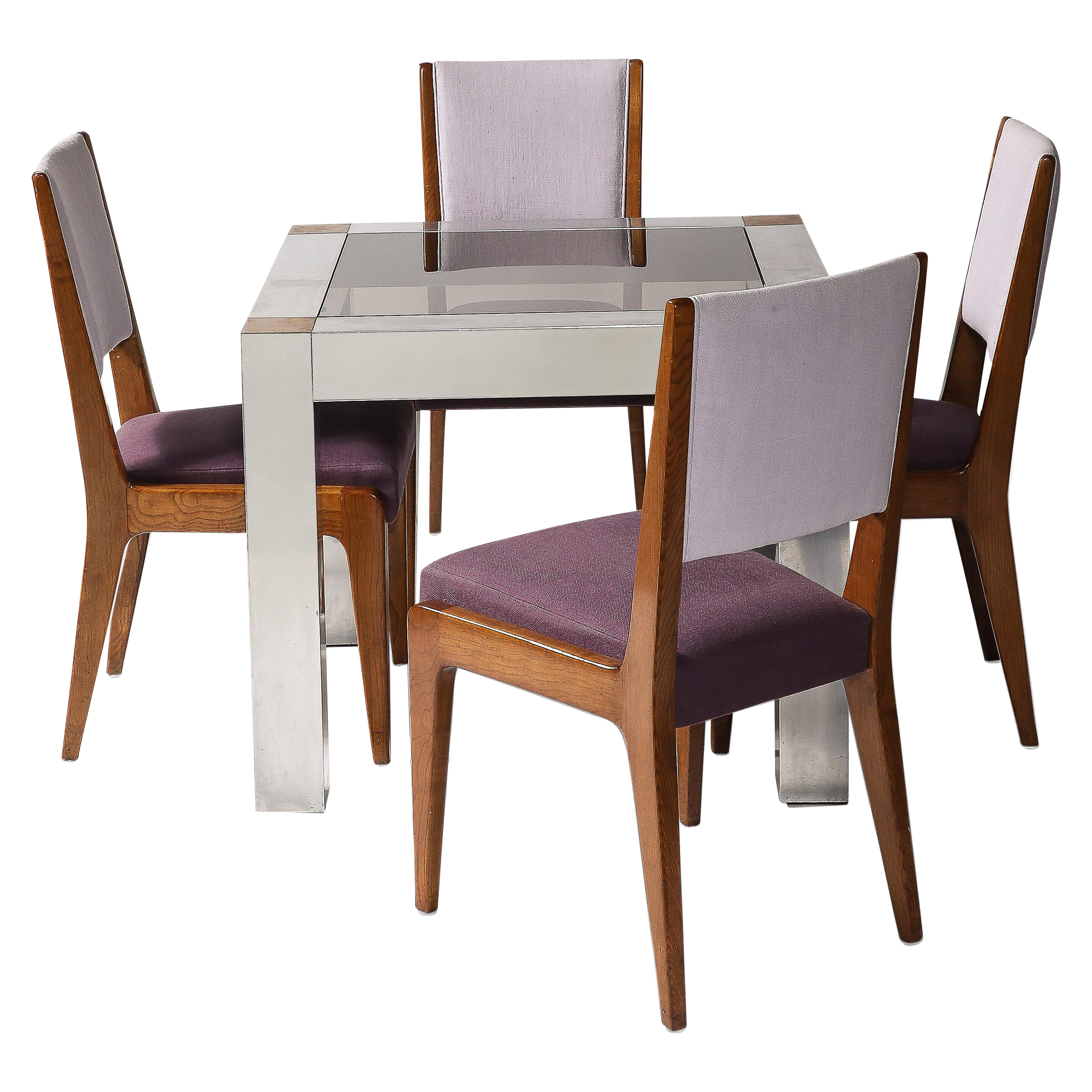 Parsons-Tisch aus Aluminium und Messing im Stil von Paul Evans im Angebot