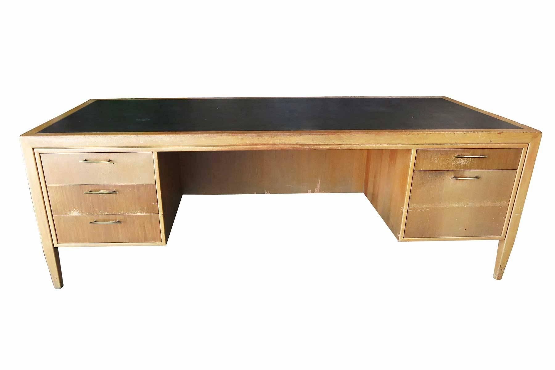 American Paul Evans Style Brutalist Executive Desk and Credenza