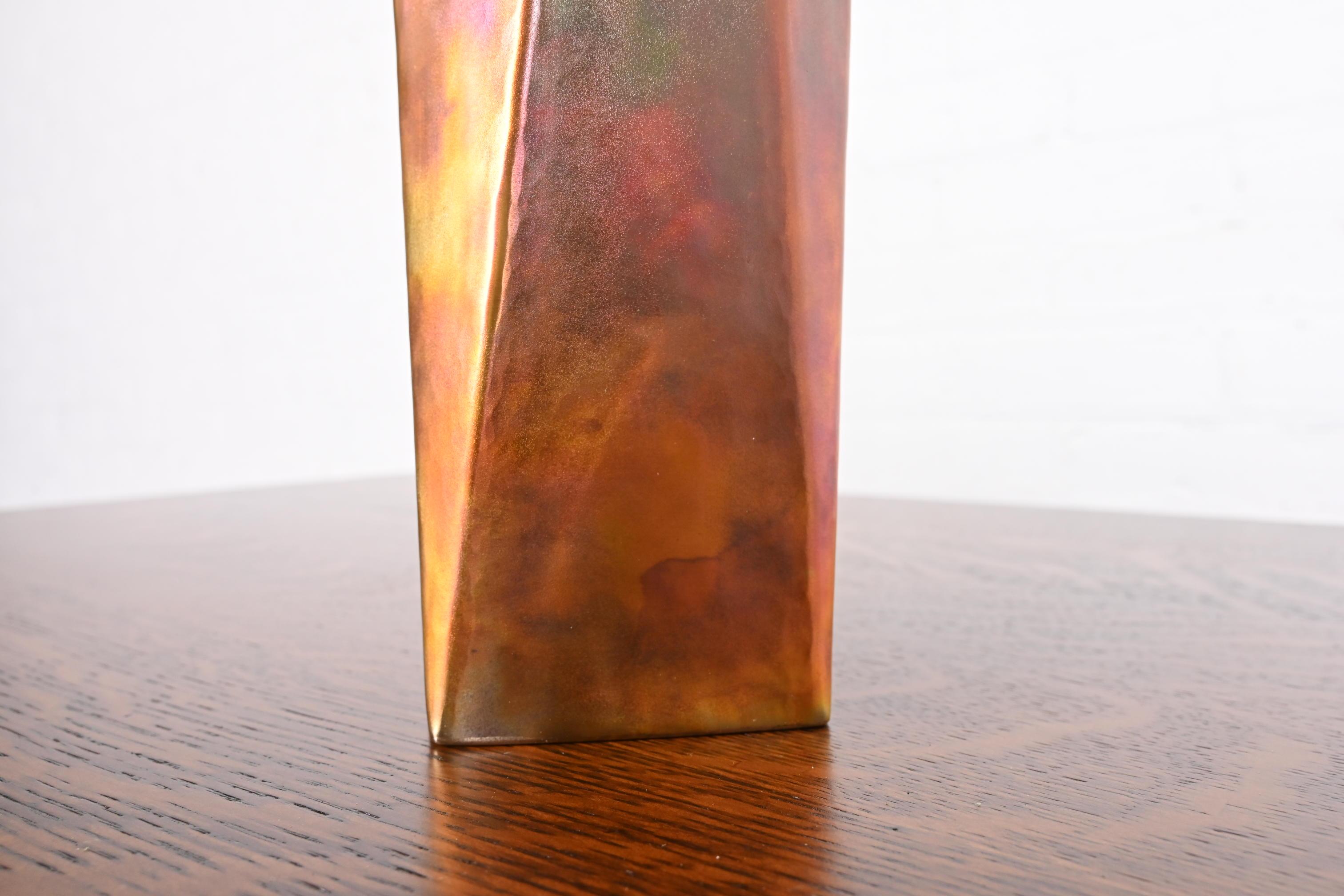 Paul Evans Style Brutalist Hand Wrought Copper Large Vase, Circa 1970s For Sale 4