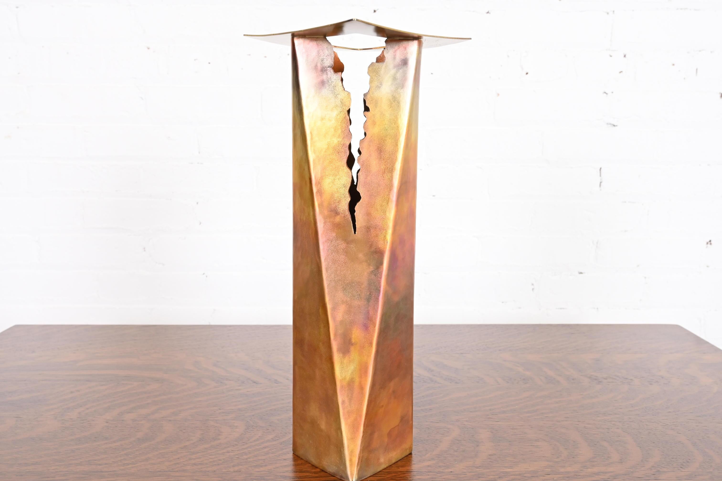 American Paul Evans Style Brutalist Hand Wrought Copper Large Vase, Circa 1970s For Sale