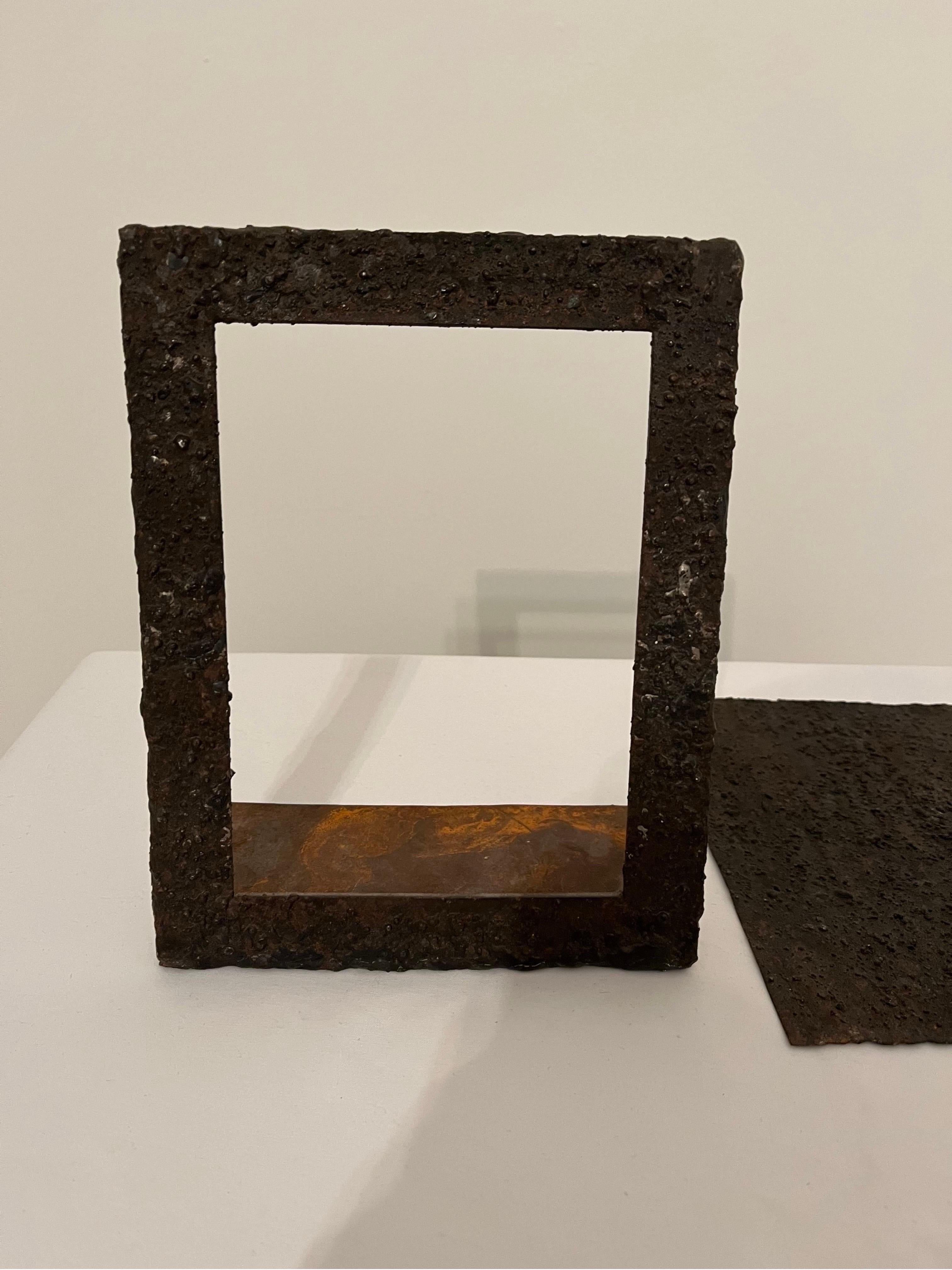 Paul Evan’s style Brutalist Iron Photo Frame - American c1970s For Sale 1