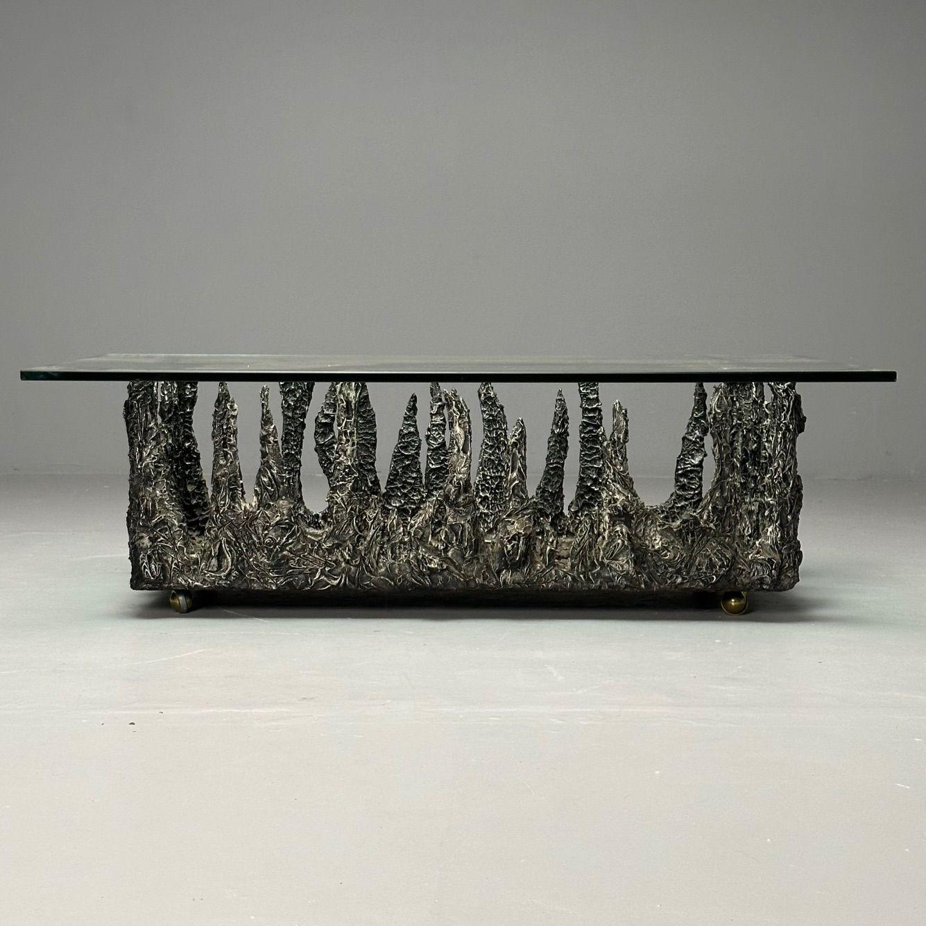 Paul Evans Style, Brutalist Mid-Century Modern, Rectangular Coffee Table, Wood 3