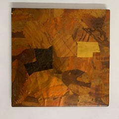 Paul Evans Style Brutalist Patchwork Copper, Brass, and Steel Trivet or Riser