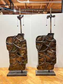 Paul Evans Style Brutalist Table Lamps