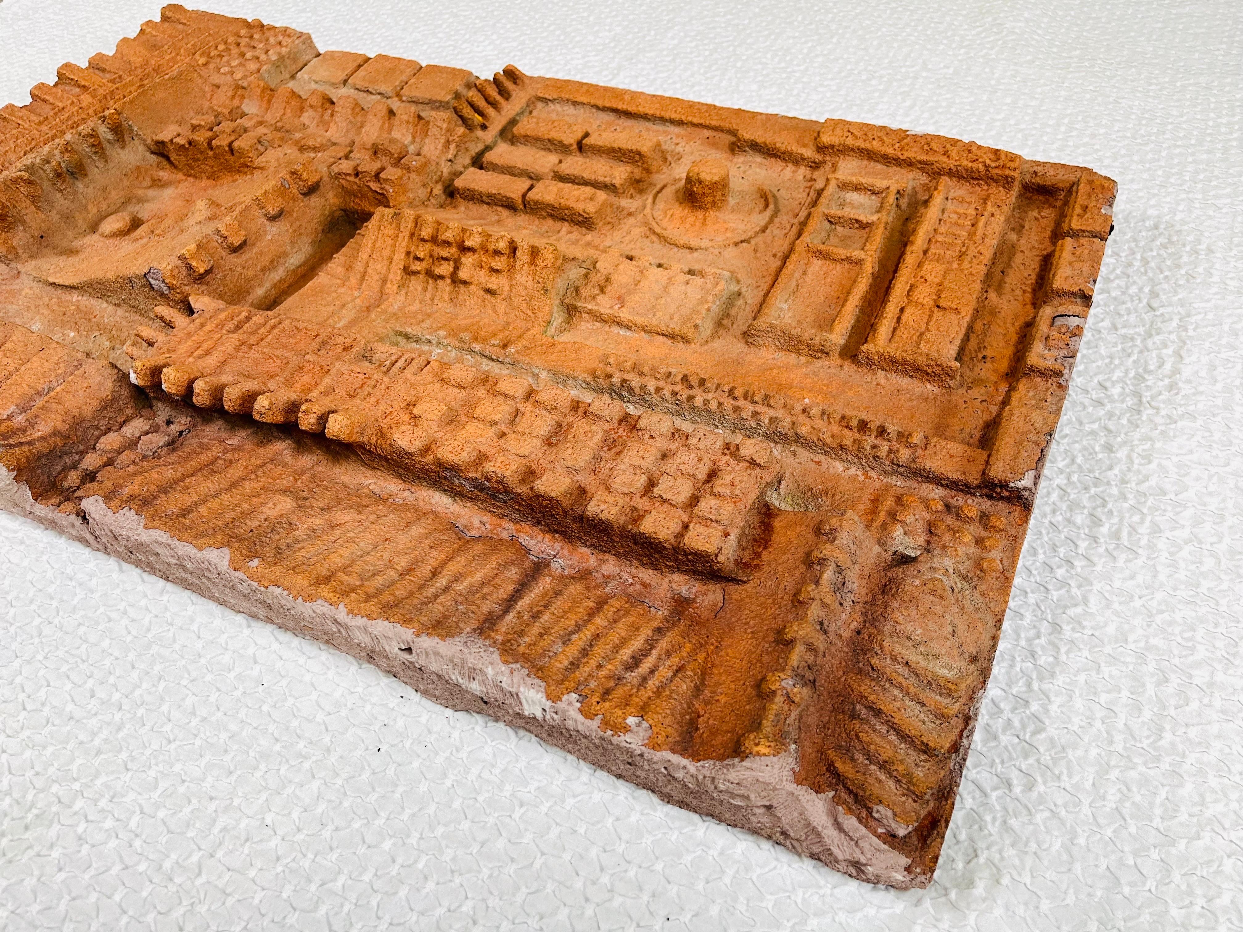 Paul Evans Style Brutalist Terracotta Ceramic Wall Sculpture -Mexico, circa 1960 In Good Condition In Southampton, NJ