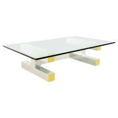 Table basse en laiton et aluminium poli Cityscape de style Paul Evans