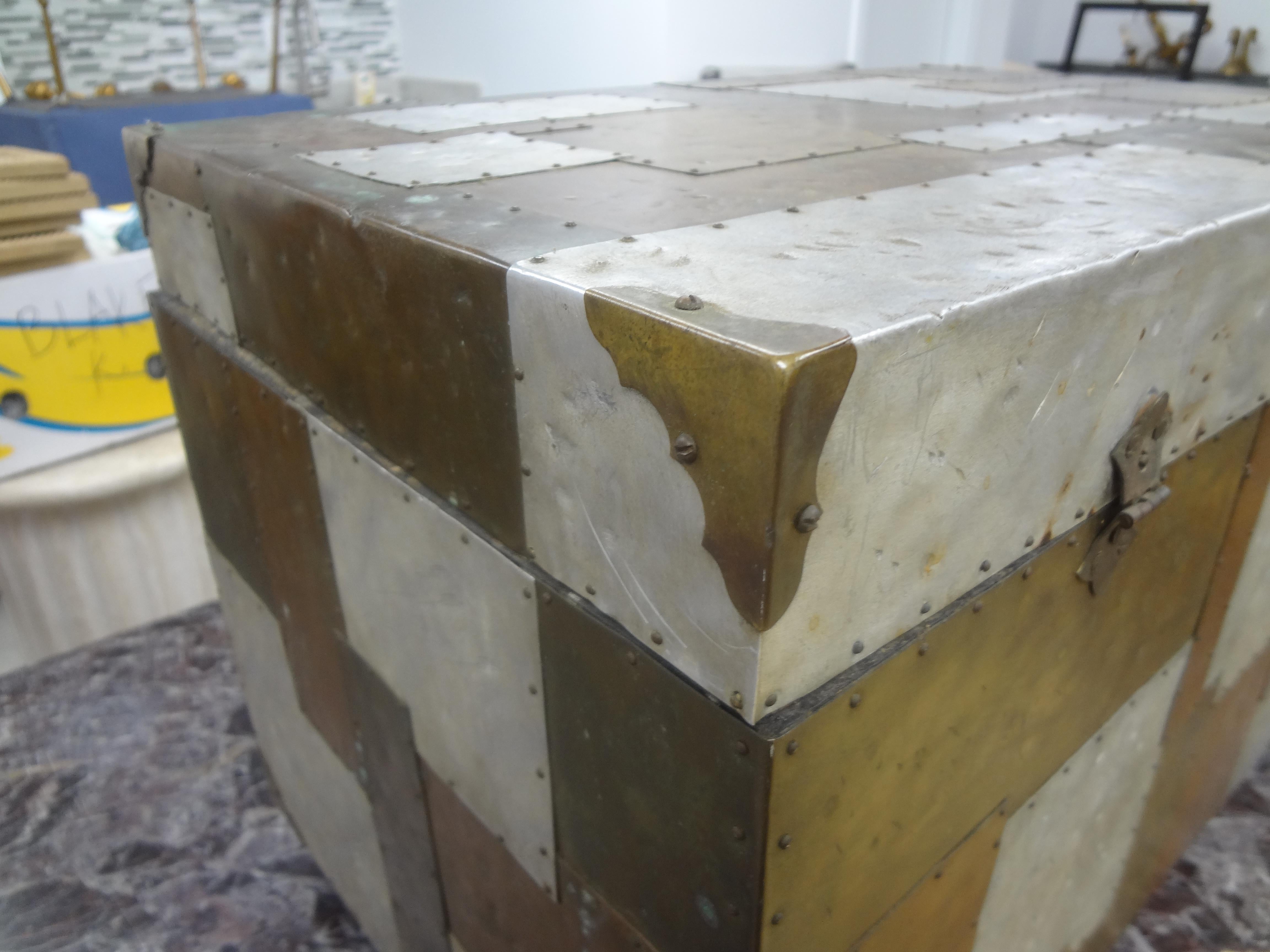 Paul Evans Style Cityscape Mixed Metal Patchwork Chest In Good Condition For Sale In Houston, TX