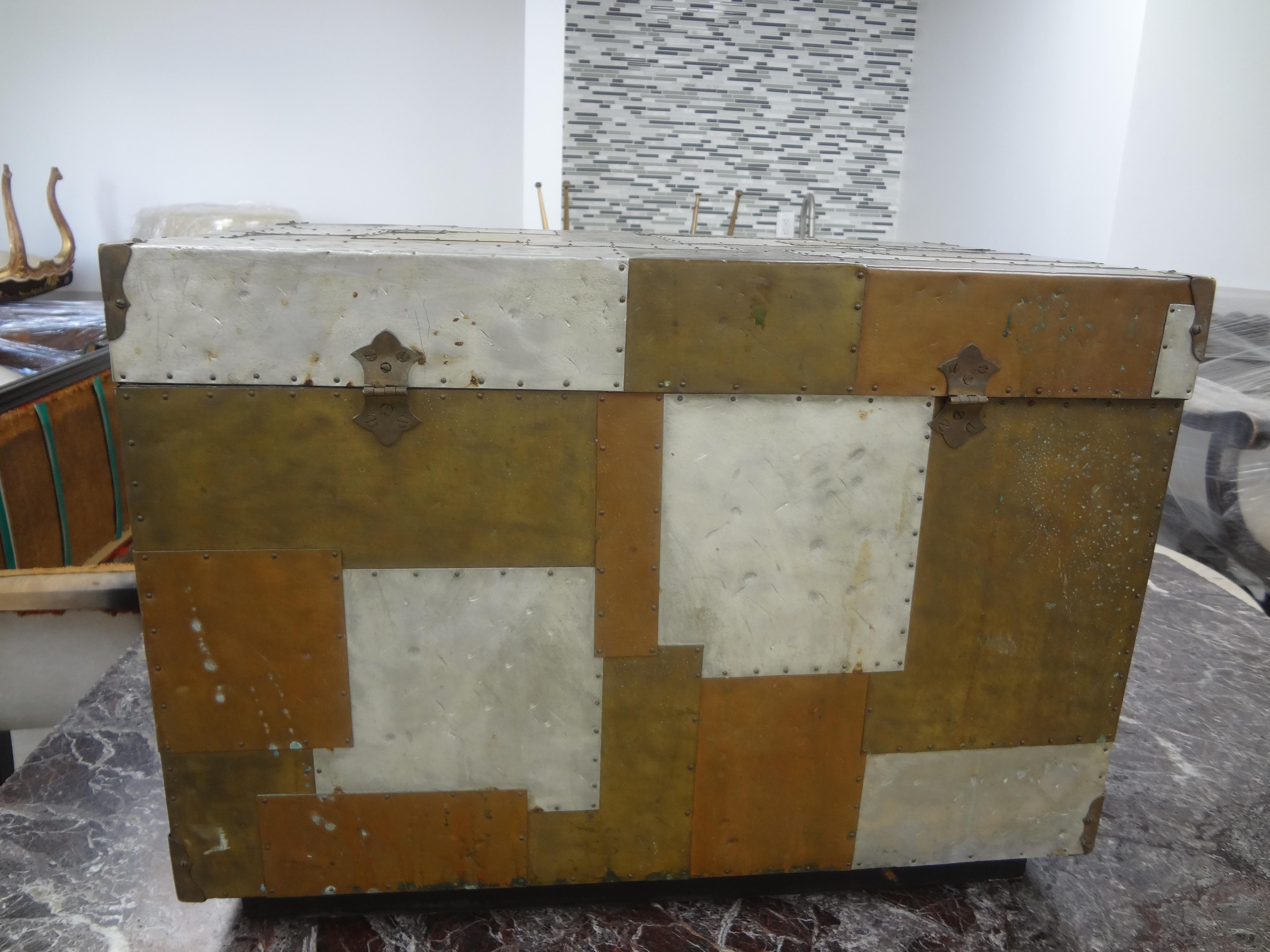 Paul Evans Style Cityscape Mixed Metal Patchwork Chest For Sale 1