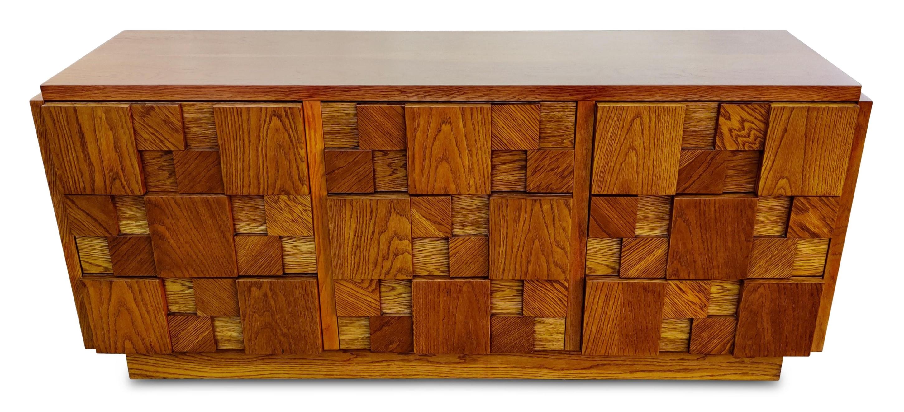 American Paul Evans Style Lane Brutalist Mosaic Dresser 1970s Mid-Century Modern