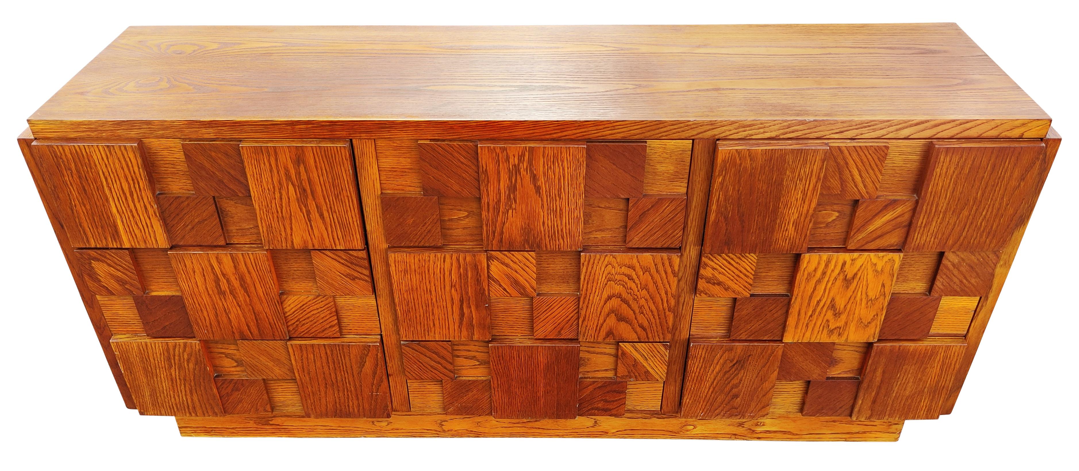 Walnut Paul Evans Style Lane Brutalist Mosaic Dresser 1970s Mid-Century Modern