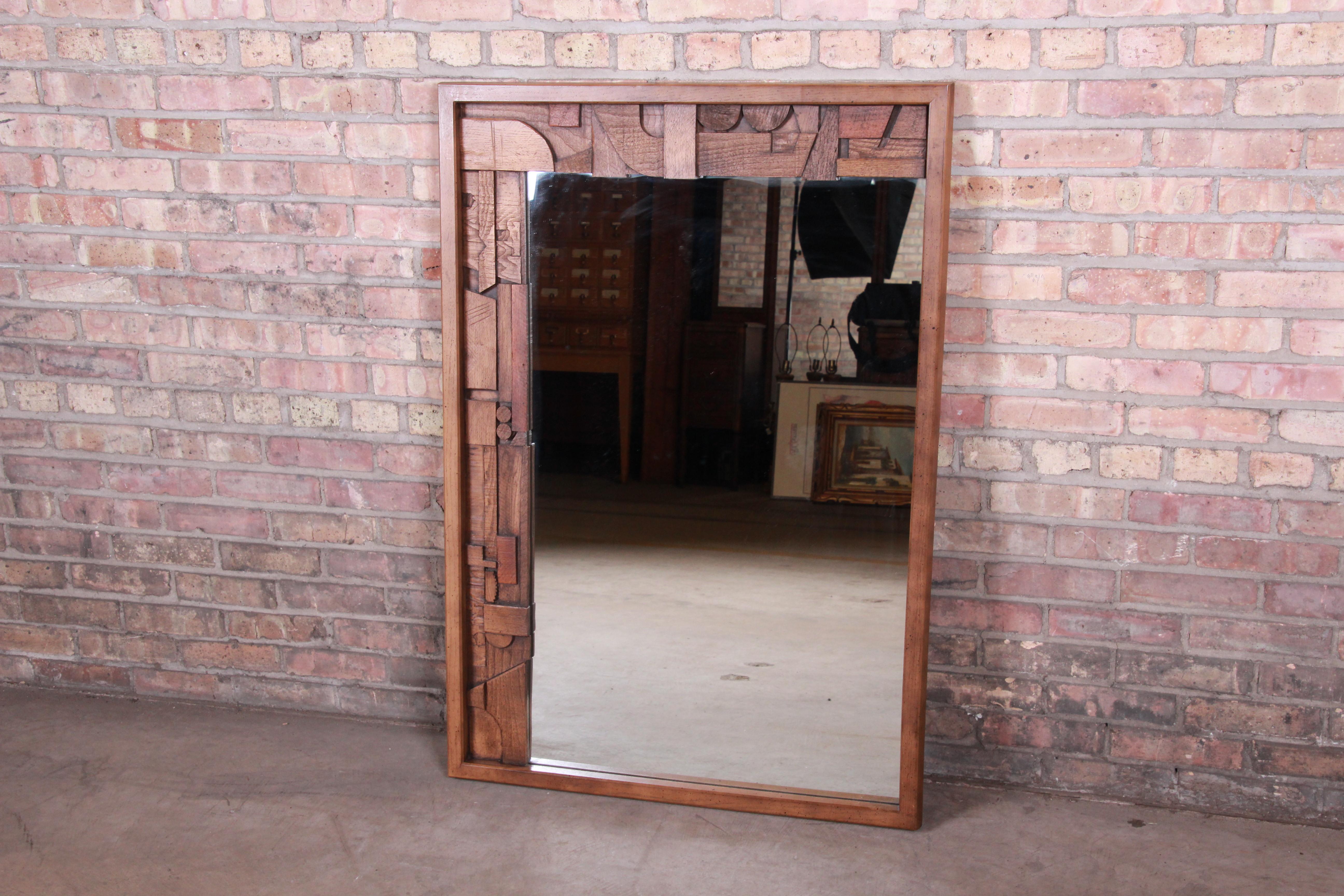 An exceptional Paul Evans style mid-century modern brutalist framed wall mirror

By Lane Furniture 