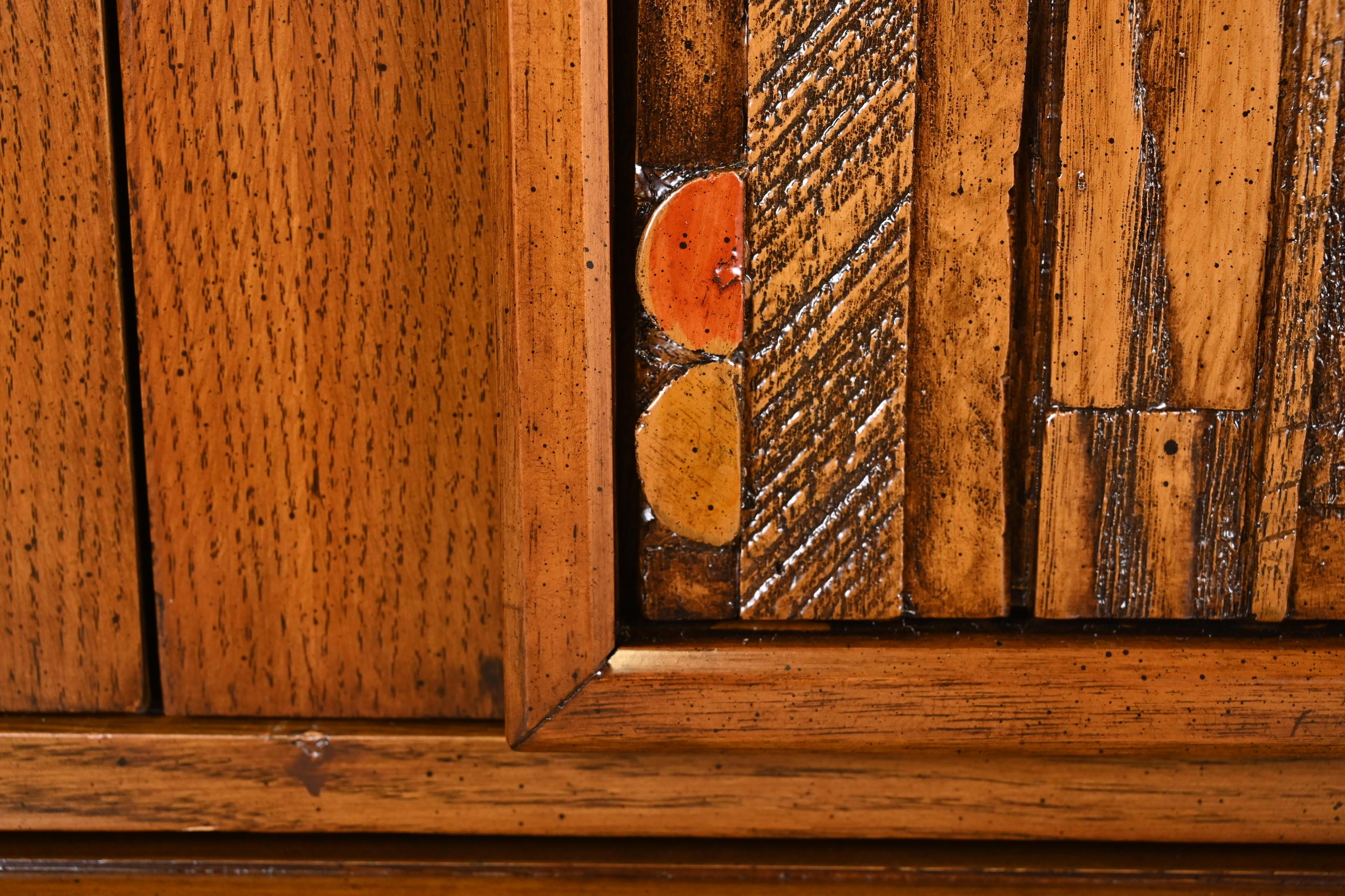 Paul Evans Style Lane Pueblo Brutalist Mid-Century Modern Oak Armoire Dresser 5