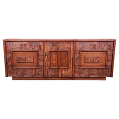 Paul Evans Style Lane Pueblo Brutalist Mid-Century Modern Oak Dresser, 1970s