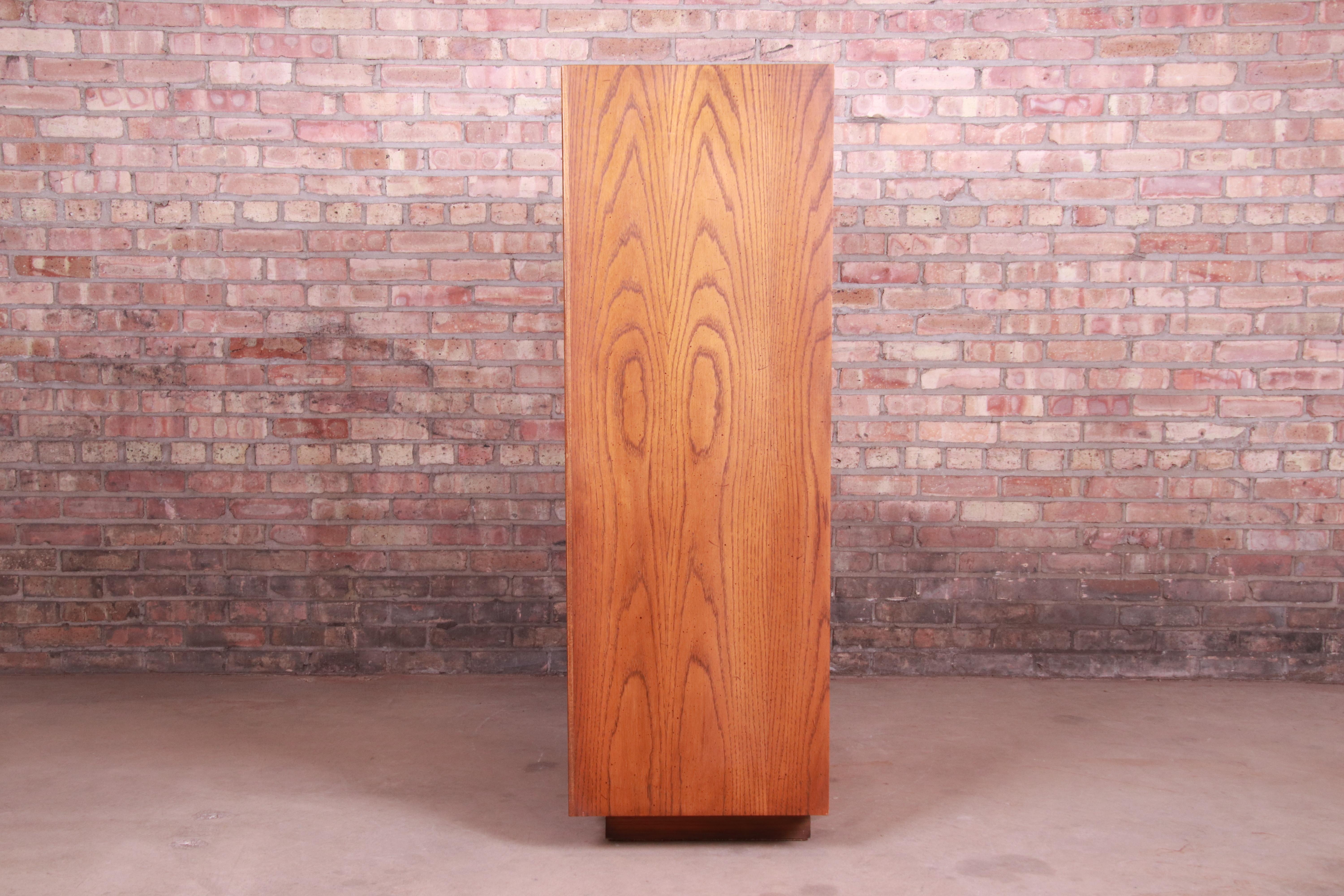 Paul Evans Style Lane Pueblo Brutalist Mid-Century Modern Oak Highboy Dresser 4