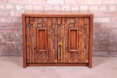 Lane Pueblo Brutalist Mid-Century Modern Oak Nightstand, 1970s