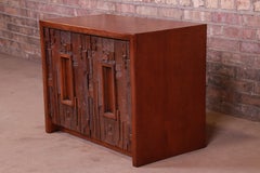 Lane Pueblo Brutalist Mid-Century Modern Oak Nightstand