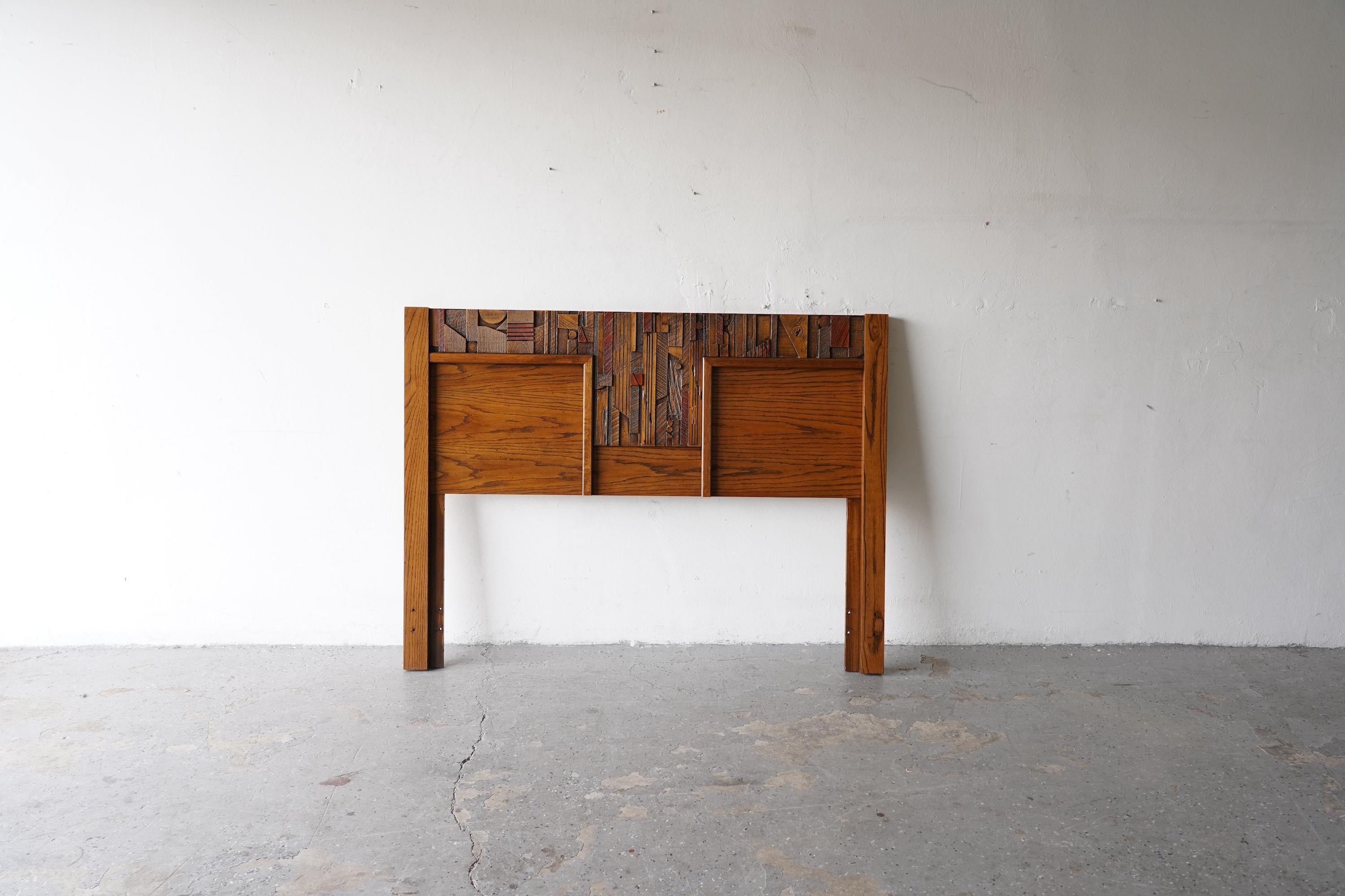 Paul Evans Style Lane Pueblo Brutalist Mid-Century Walnuss Queen Kopfteil (Moderne der Mitte des Jahrhunderts) im Angebot