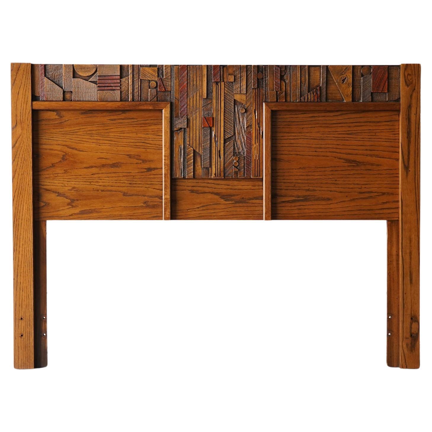 Paul Evans Style Lane Pueblo Brutalist Mid-Century Walnuss Queen Kopfteil im Angebot