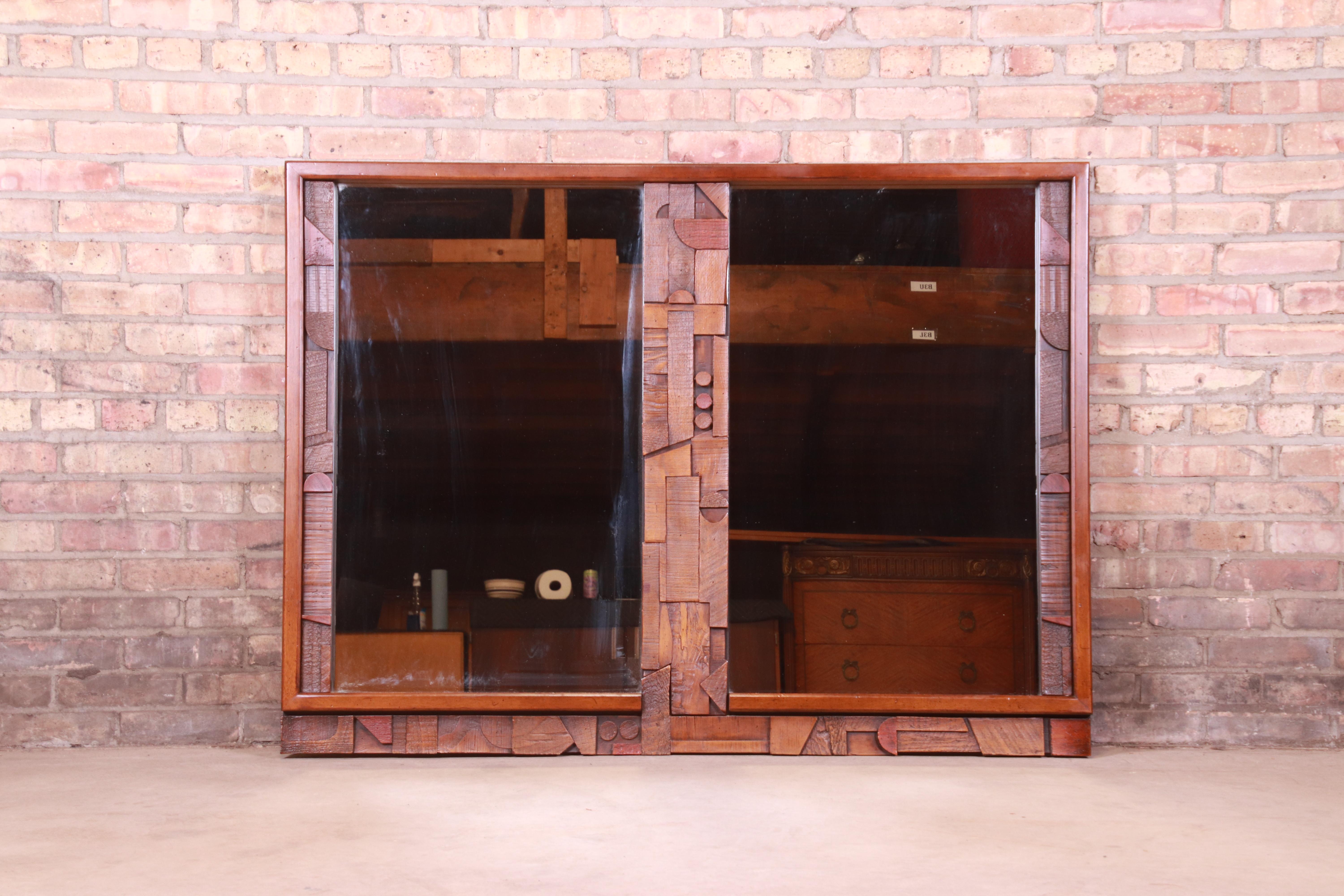 An exceptional Paul Evans style Mid-Century Modern brutalist oak framed double mirror

By Lane Furniture 