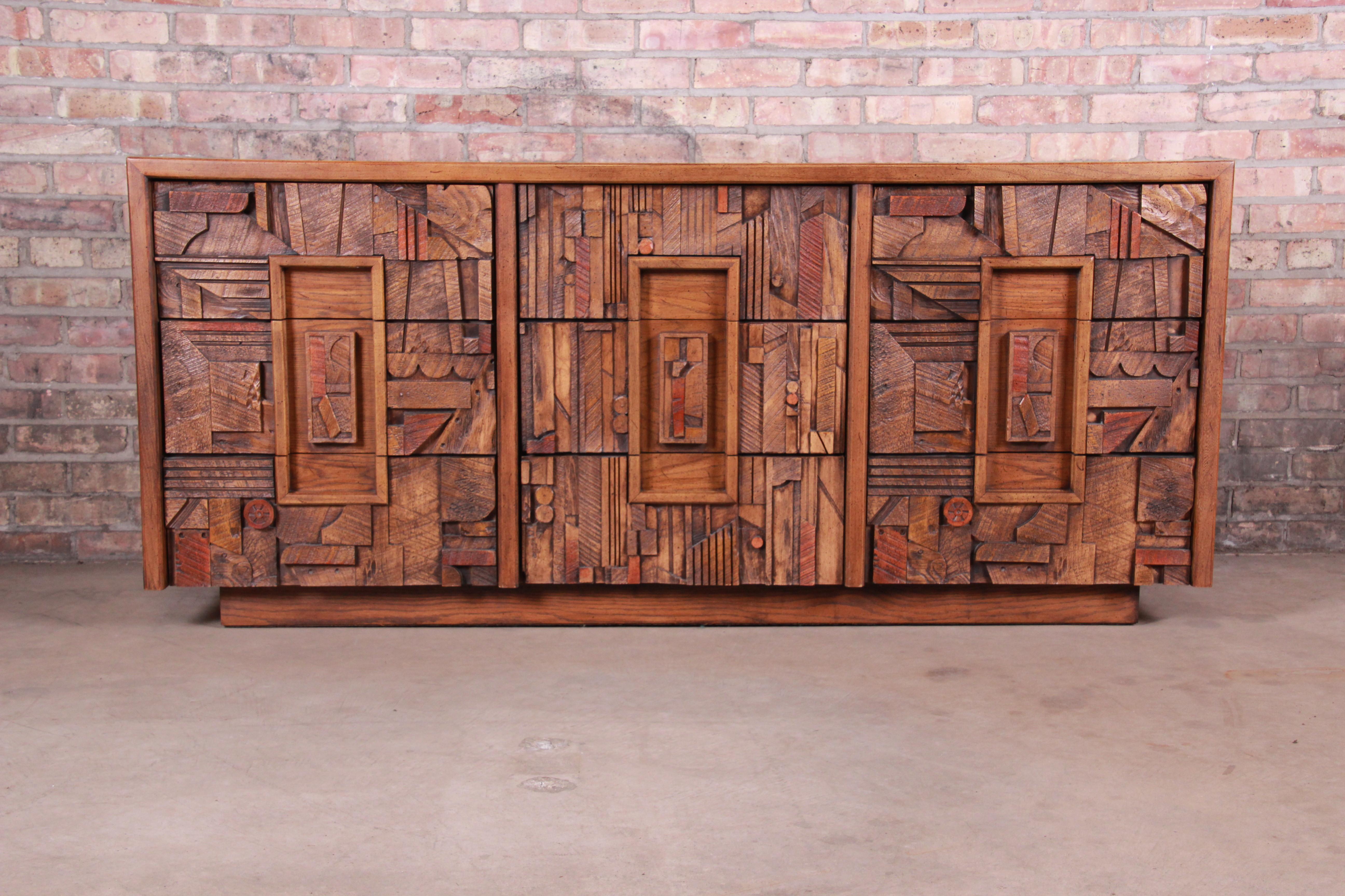 An exceptional Paul Evans style Mid-Century Modern Brutalist long dresser or credenza

By Lane Furniture 