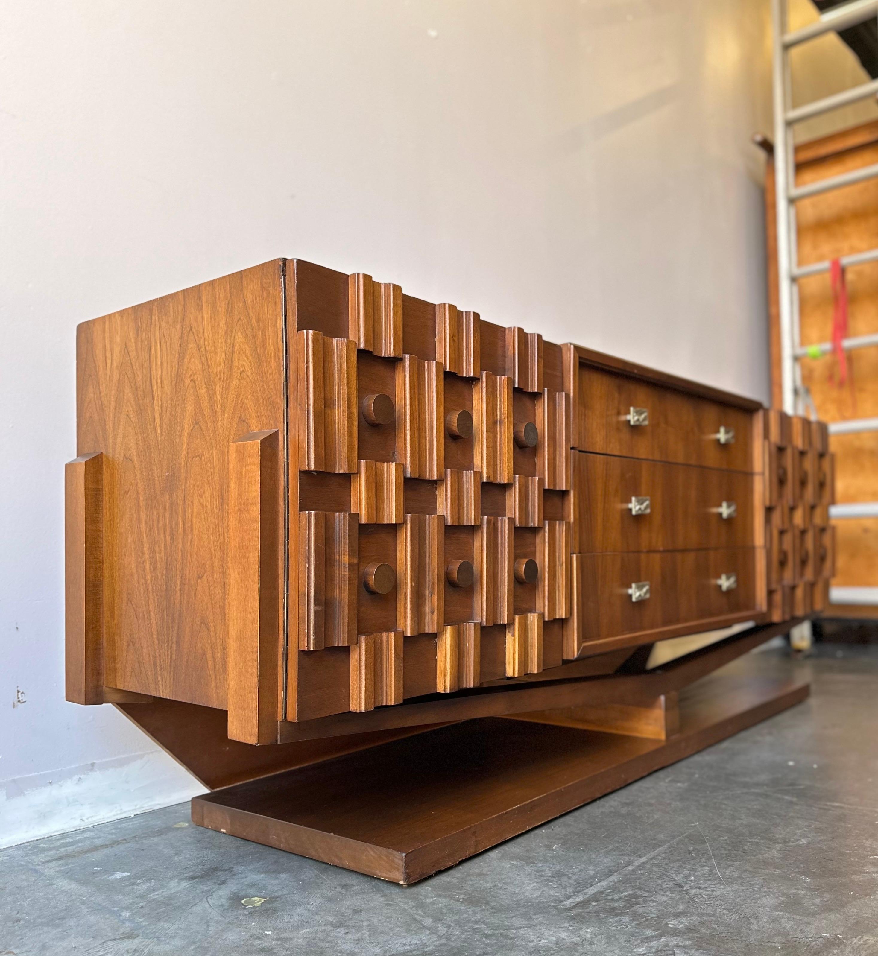 Late 20th Century Paul Evans style MCM Brutalist Credenza