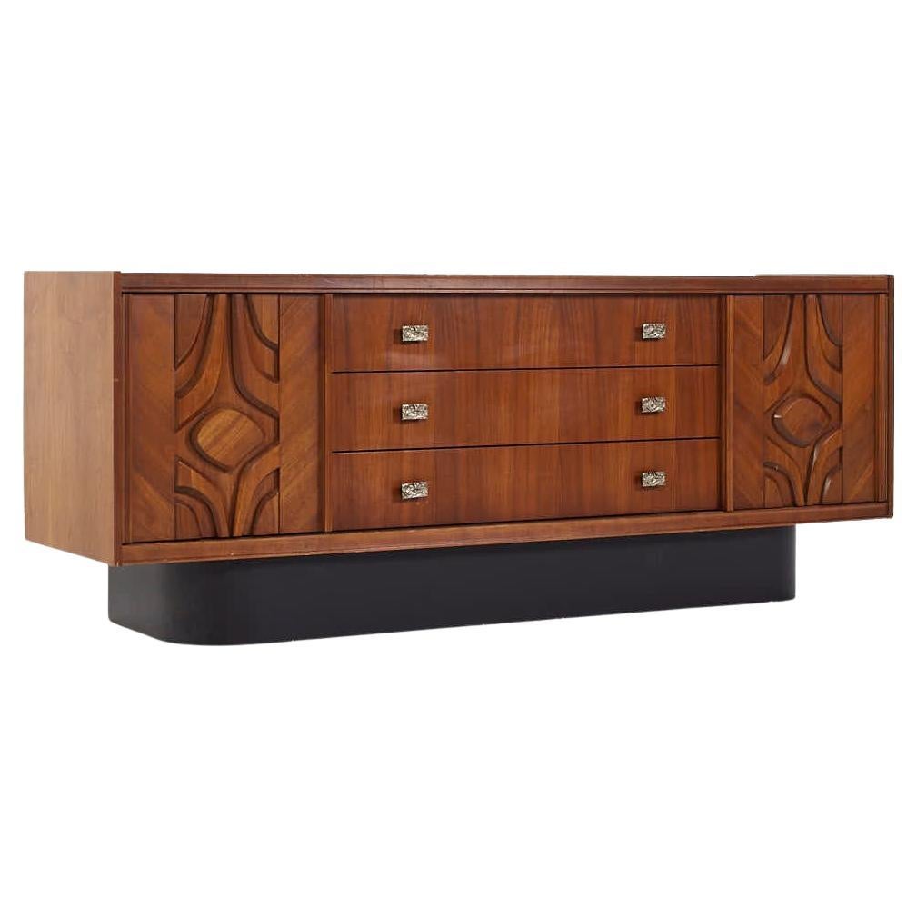 Paul Evans Style Mid Century Canadian Brutalist Walnut Credenza For Sale