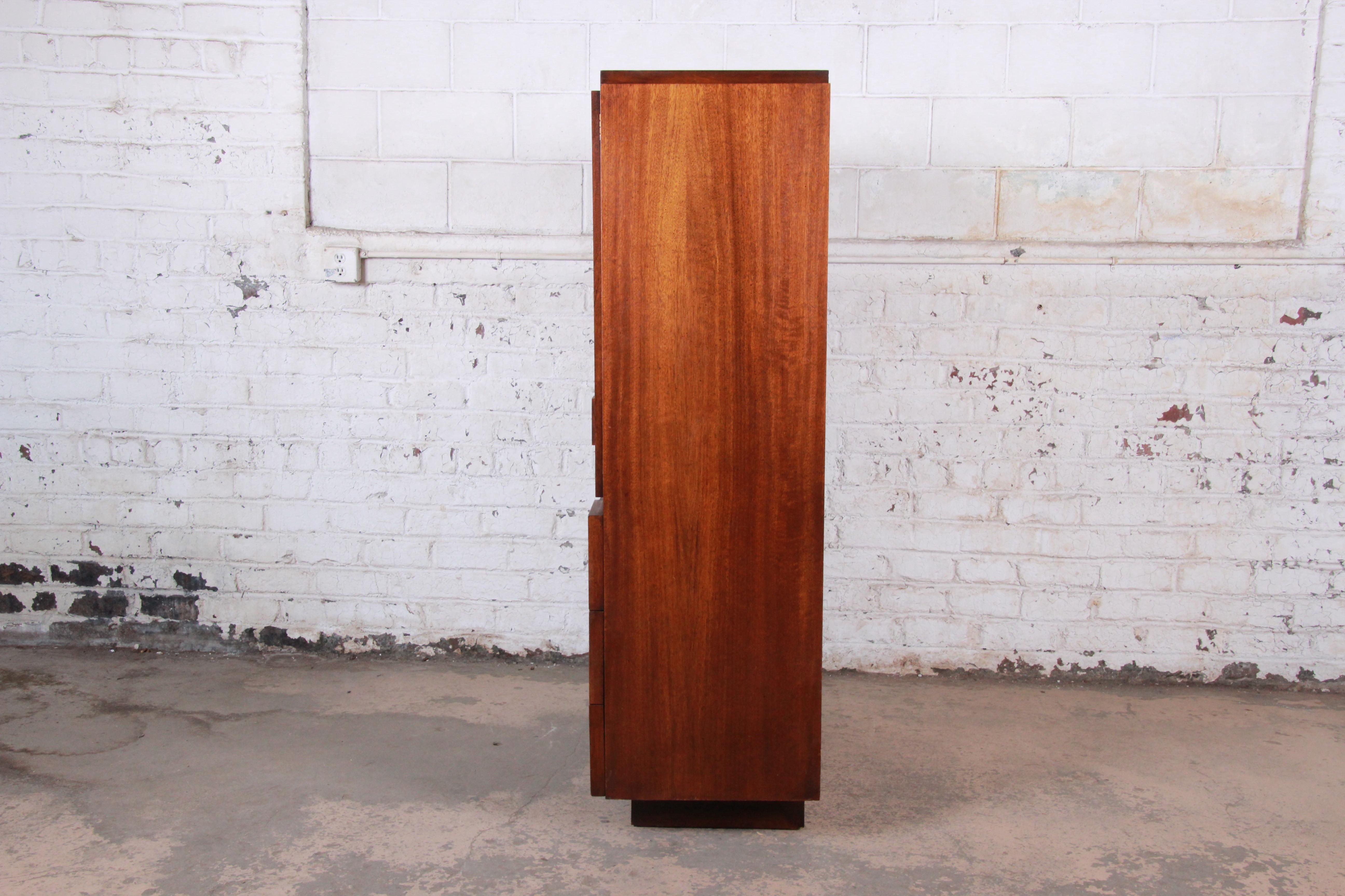 Paul Evans Style Mid-Century Modern Brutalist Walnut Armoire Dresser by Lane 3