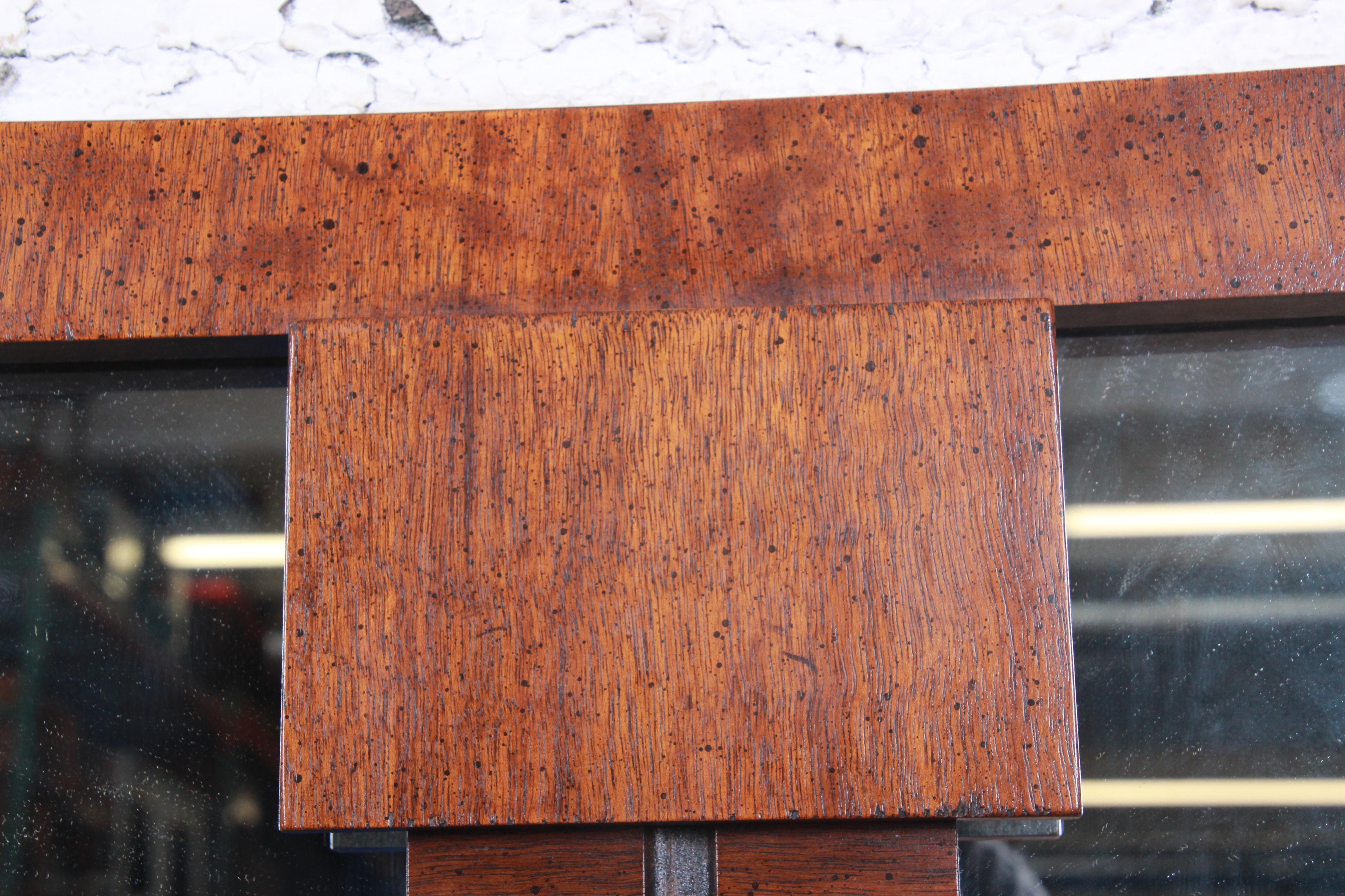 Paul Evans Style Mid-Century Modern Brutalist Walnut Double Mirror by Lane 2