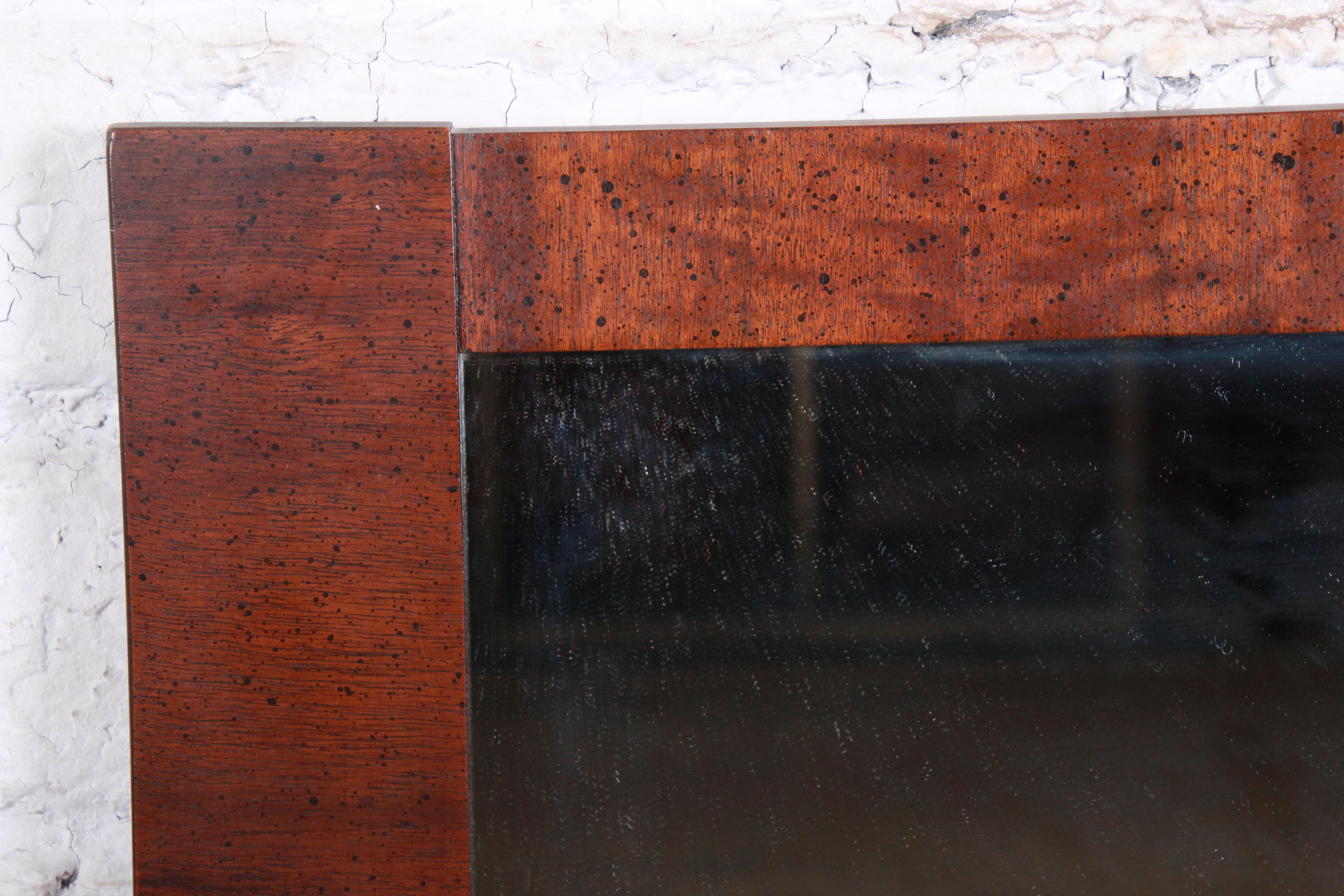 Paul Evans Style Mid-Century Modern Brutalist Walnut Double Mirror by Lane 3