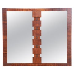 Paul Evans Style Mid-Century Modern Brutalist Walnut Double Mirror by Lane