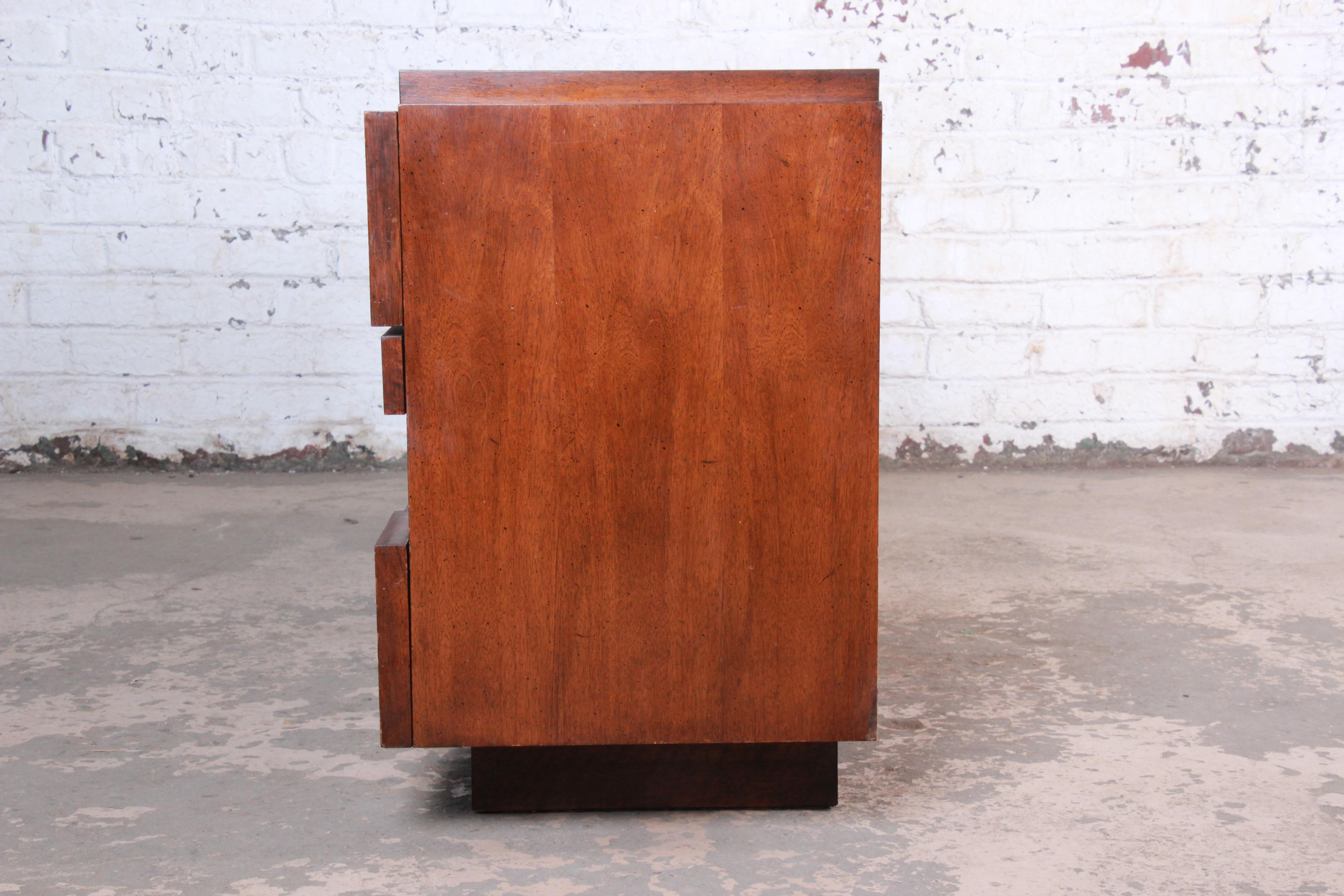 Paul Evans Style Mid-Century Modern Brutalist Walnut Dresser or Credenza by Lane 6