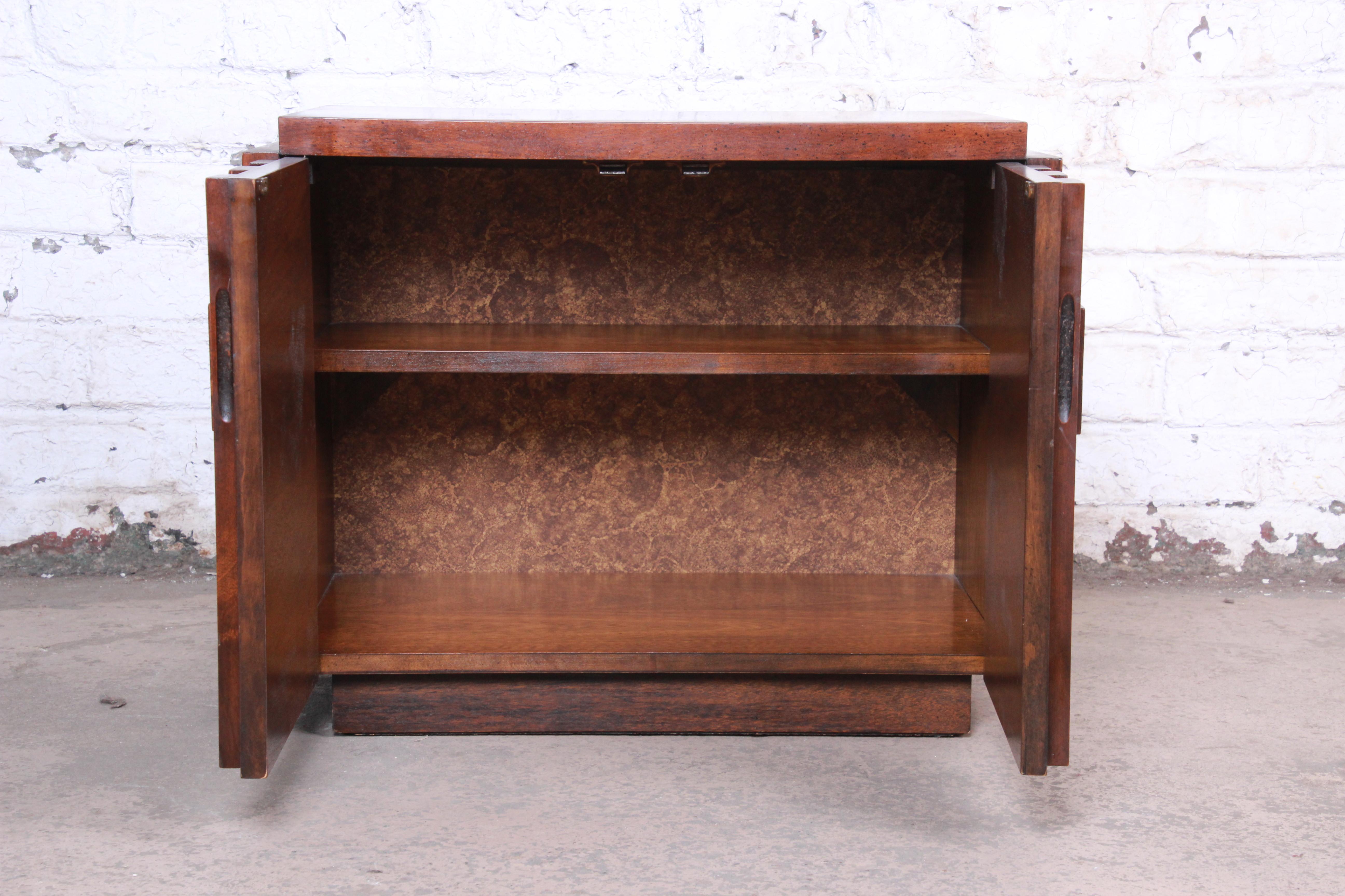 Paul Evans Style Mid-Century Modern Brutalist Walnut Nightstand by Lane 3